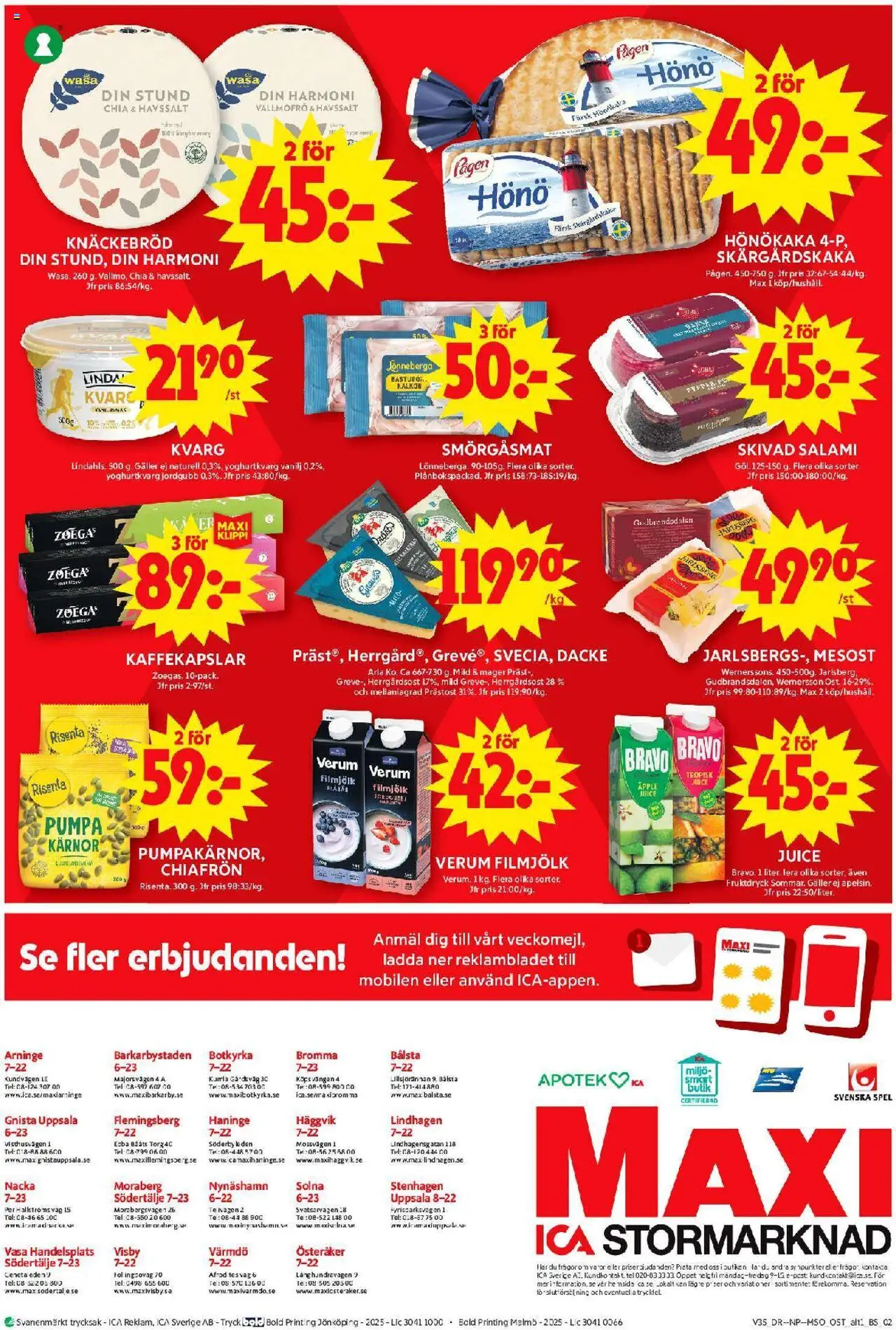 ICA Maxi reklamblad aktuell från 25.08.2025 | Sida: 18 | Produkter: Kaffekapslar, Ost, Kalkon, Äpple