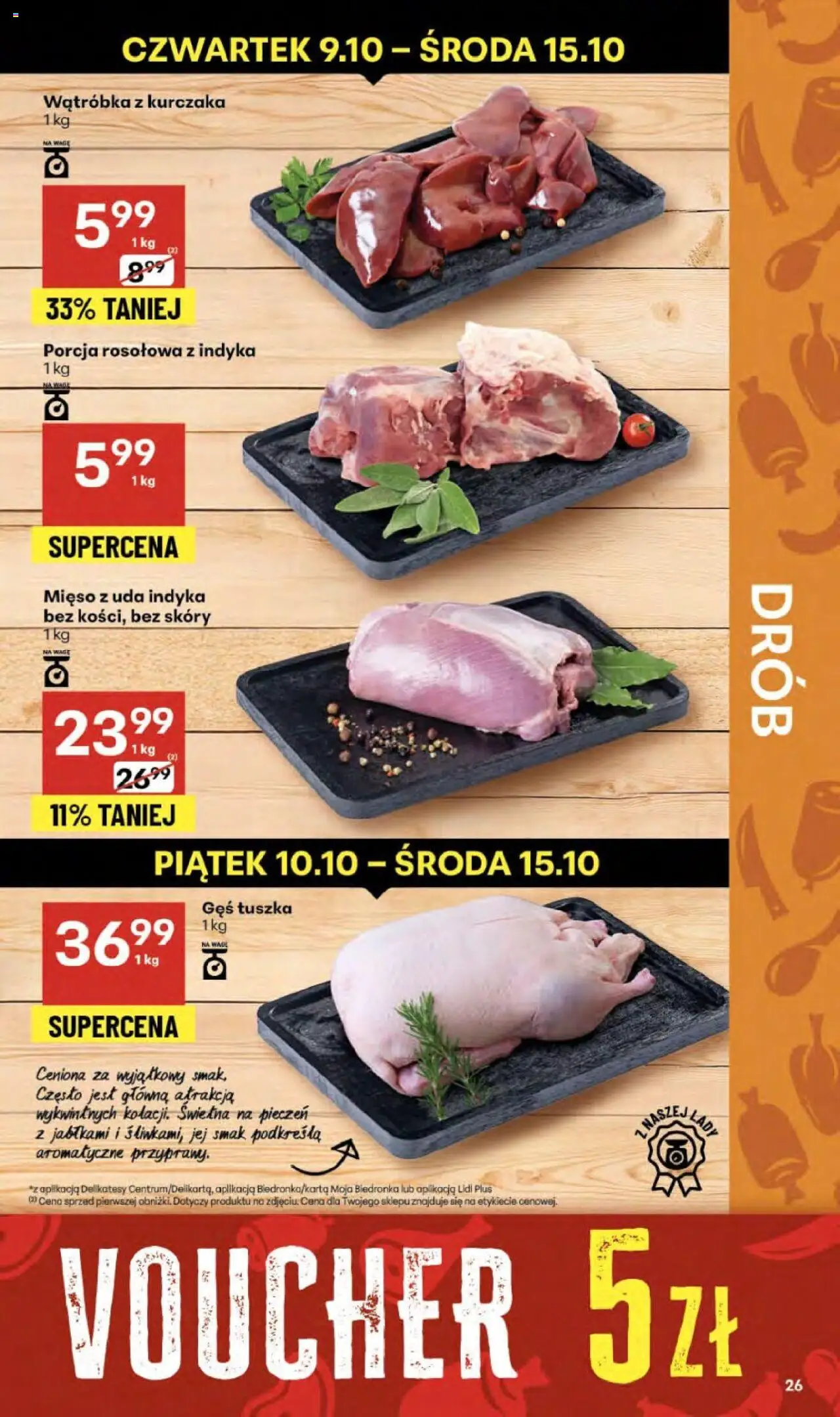 Delikatesy Centrum Gazetka - Sklepy Własne od 09.10.2025 | Strona: 26 | Produkty: Mięso, Gęś, Wątróbka, Porcja rosołowa z indyka