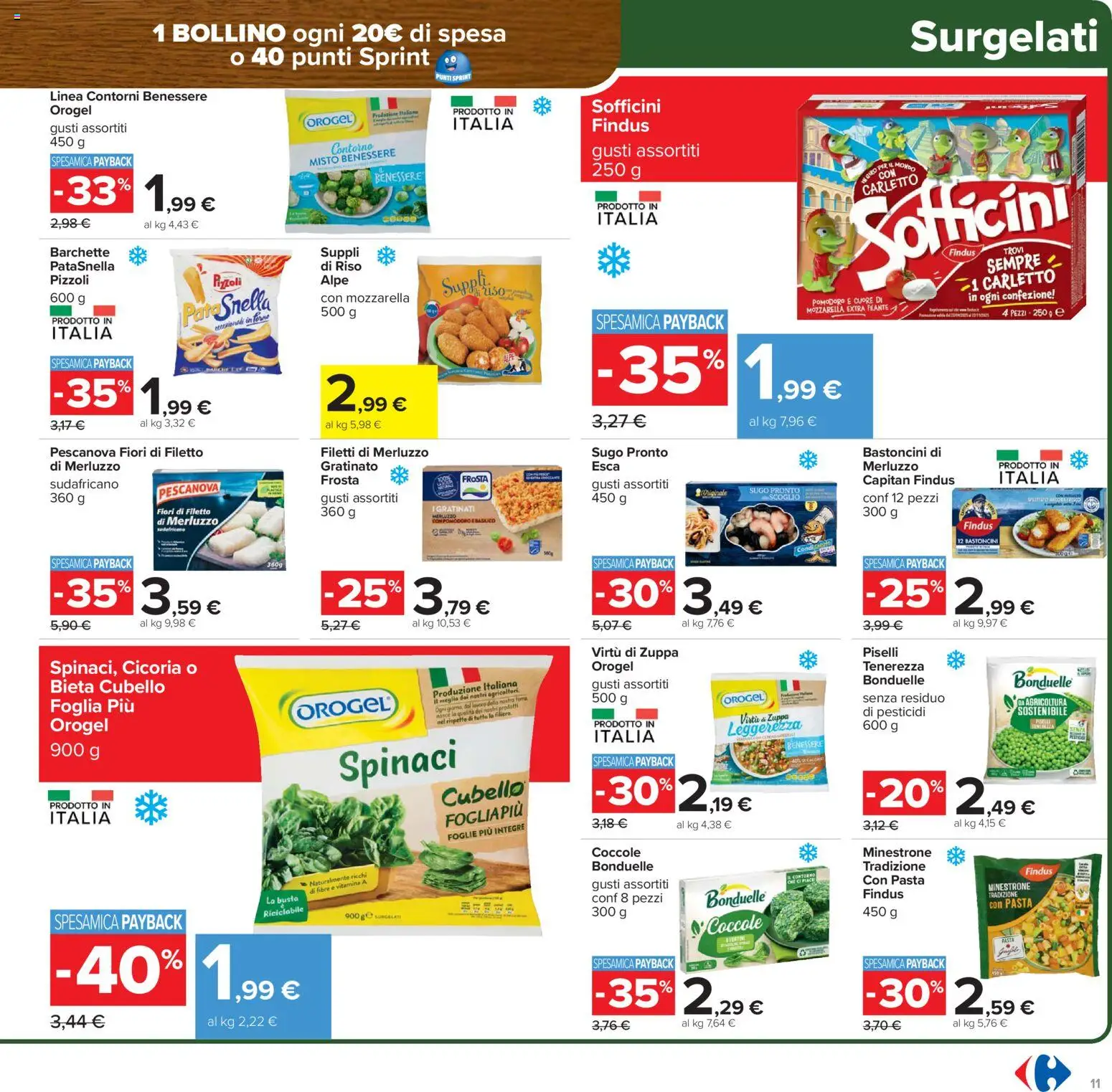 Volantino Carrefour del 15.01.2026 | Pagina: 11 | Prodotti: Mozzarella, Pomodoro, Spinaci, Sugo