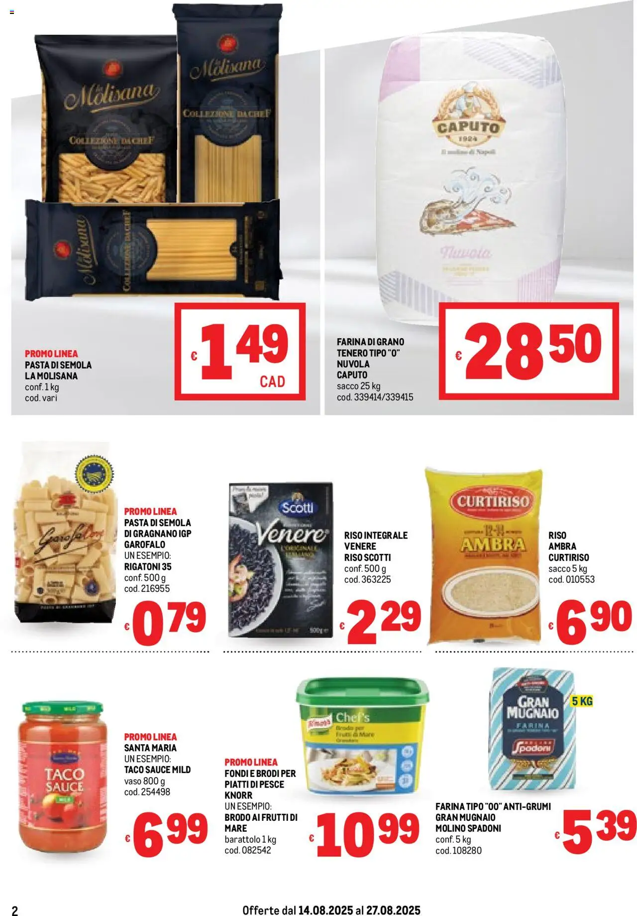 Volantino Metro del 14.08.2025 | Pagina: 2 | Prodotti: Riso, Pesce, Pasta, Vaso