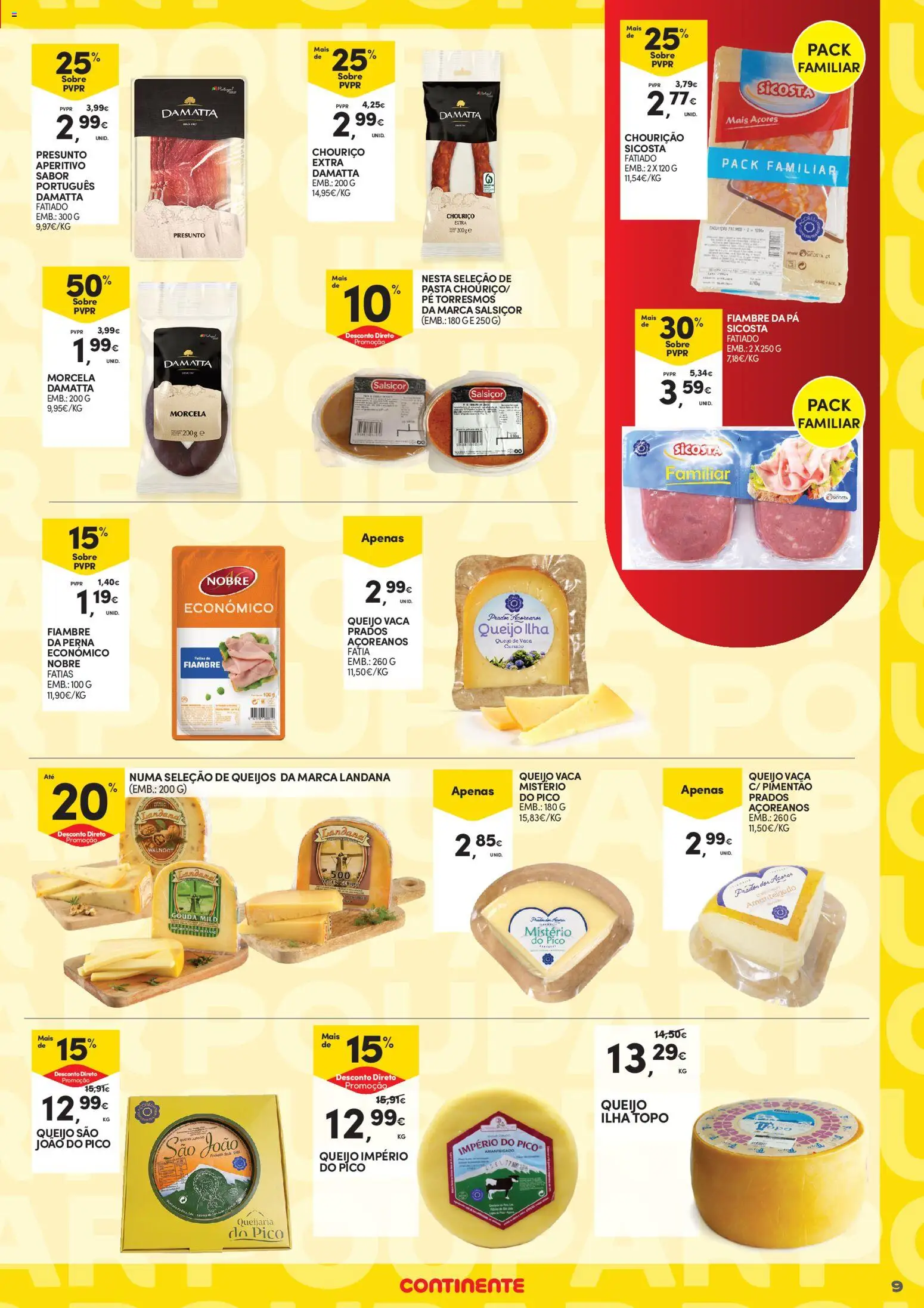 Continente - Açores Poupança para todos │ válido de 06.04.2026 | Página: 9 | Produtos: Pimentão, Queijo, Presunto, Pá