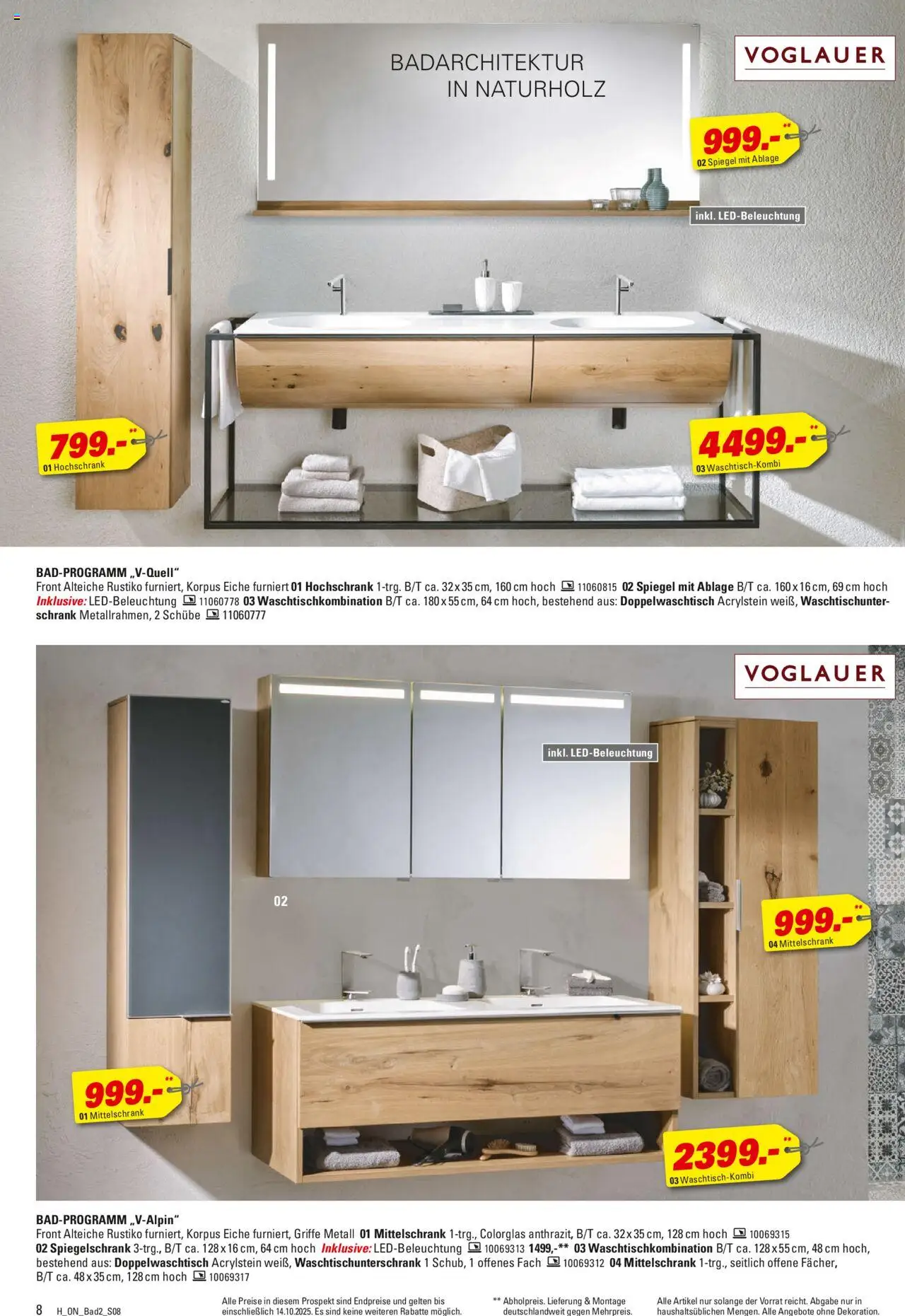Höffner Bad Spezial – gültig ab 01.10.2025 | Seite: 8 | Produkte: Schrank, Spiegel, Spiegelschrank, Hochschrank