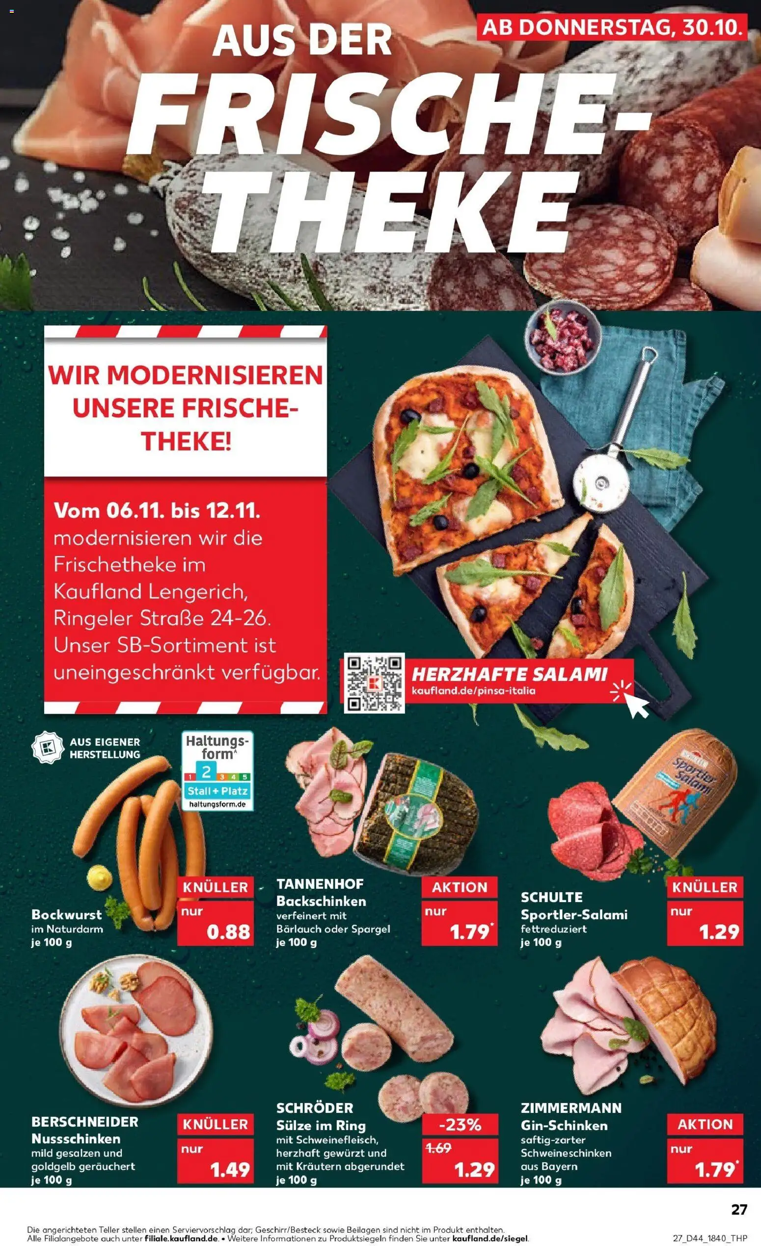 Kaufland prospekt Lengerich	 – gültig ab 30.10.2025 | Seite: 27 | Produkte: Bockwurst, Theke, Spargel, Salami