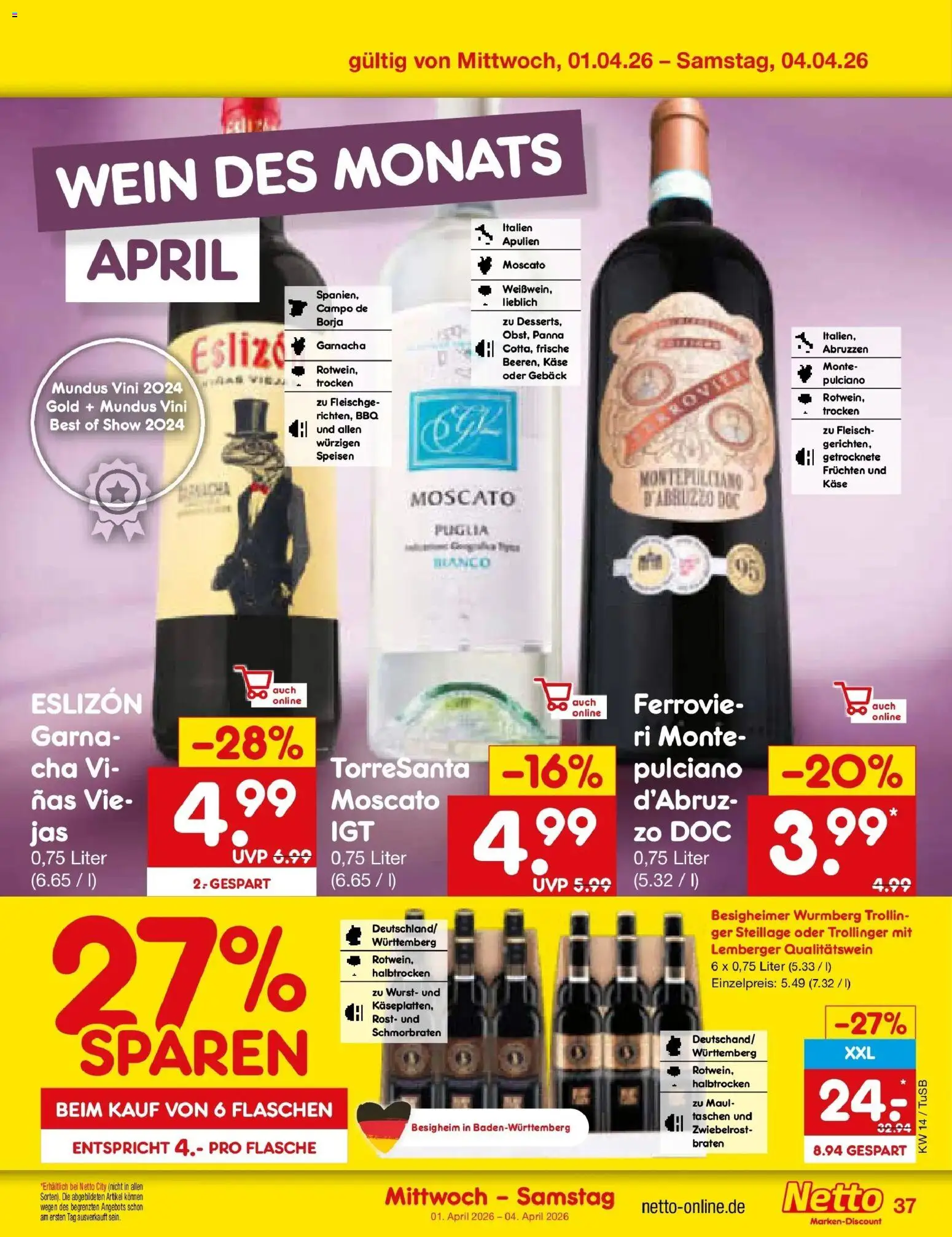 Netto Marken-Discount Prospekt Sindelfingen	 – gültig ab 30.03.2026 | Seite: 51 | Produkte: Käse, Wurst, Wein, Fleisch