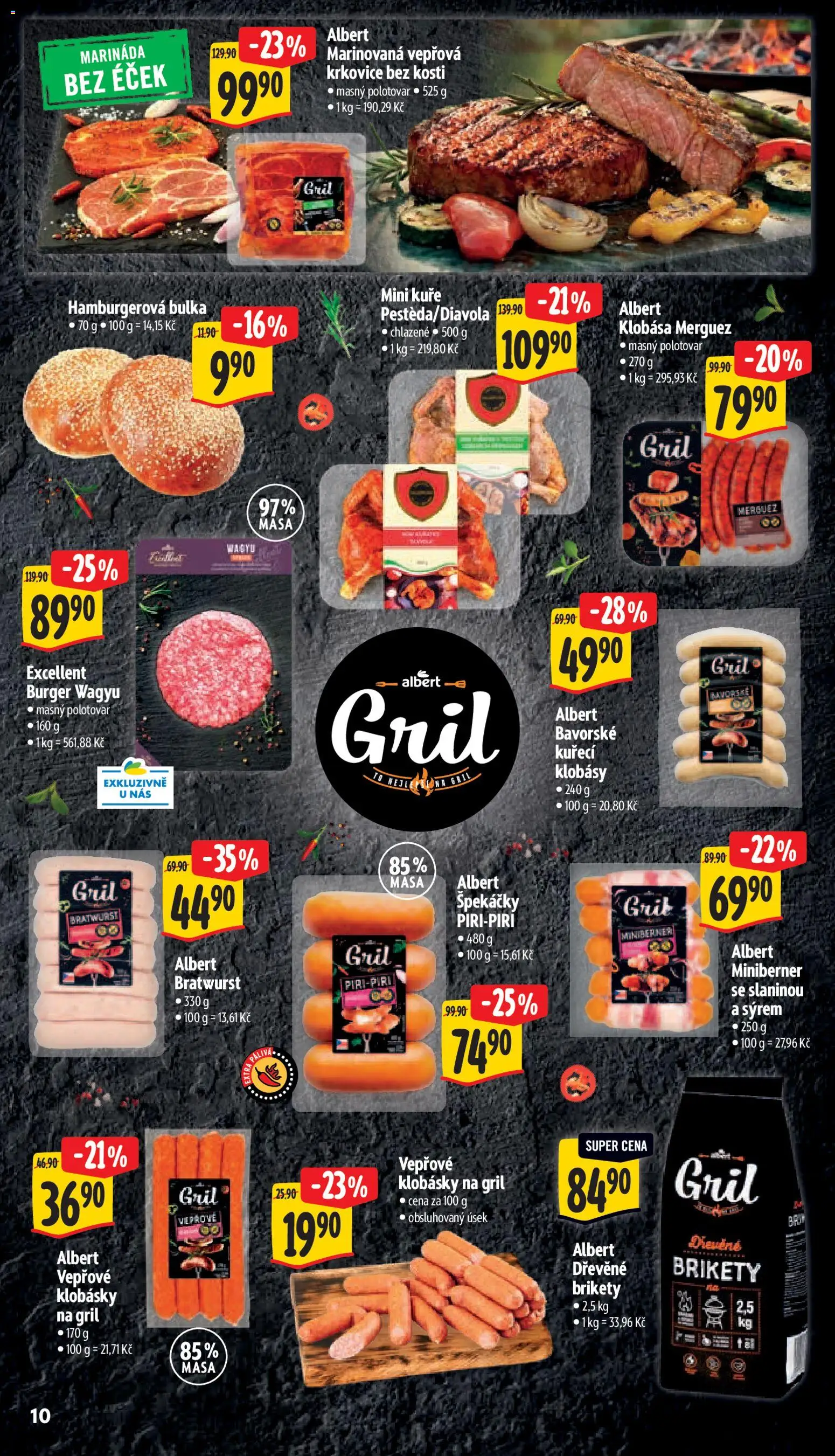 Albert leták - Supermarket od 01.04.2026 | Strana: 17 | Produkty: Burger, Dřevěné brikety, Gril, Marináda