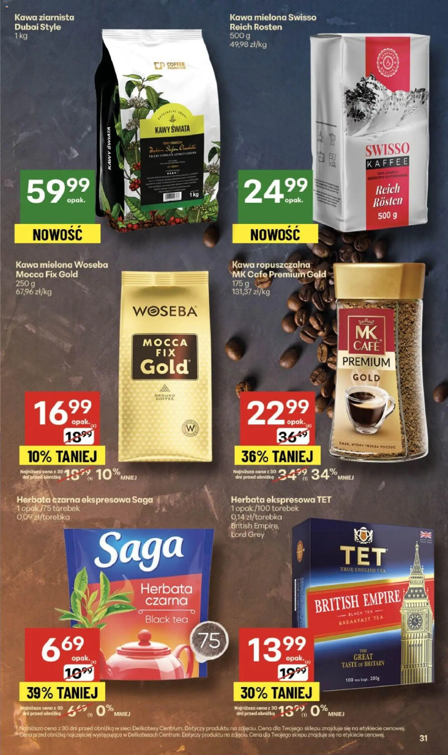 Delikatesy Centrum Gazetka od 13.11.2025 | Strona: 31 | Produkty: Kawa ziarnista, Delikatesy, Kawa, Herbata