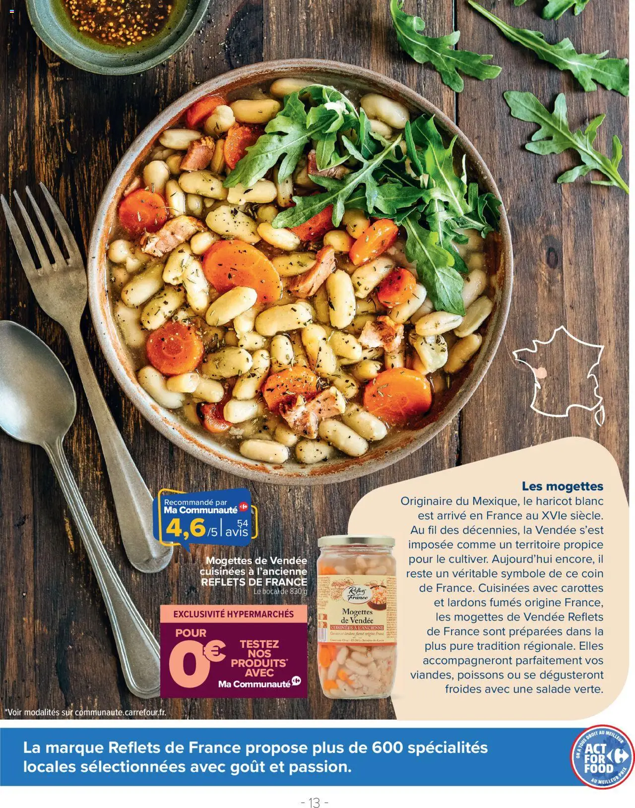 {H1} | Page: 13 | Produits: Salade, Carottes, Haricot blanc, Lardons