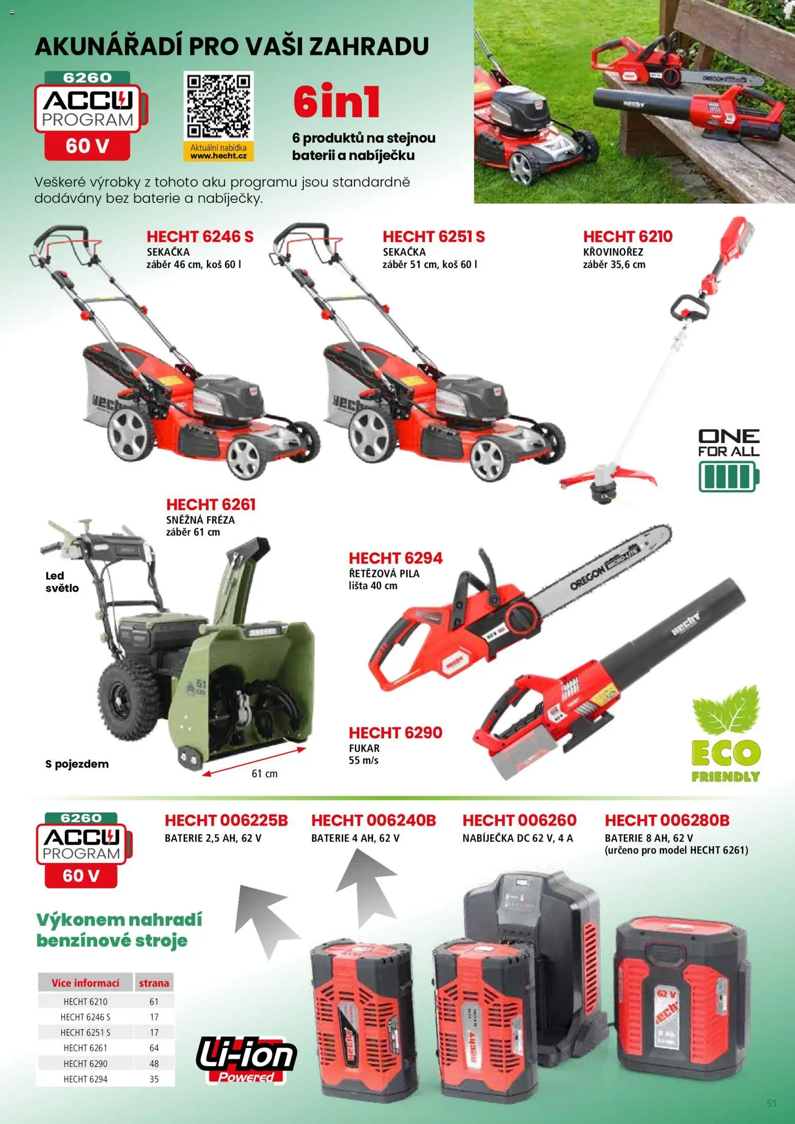 Hecht katalog - Jaro - léto 2026 od 19.02.2026 | Strana: 51 | Produkty: Křovinořez, Baterie, Koš, Pila