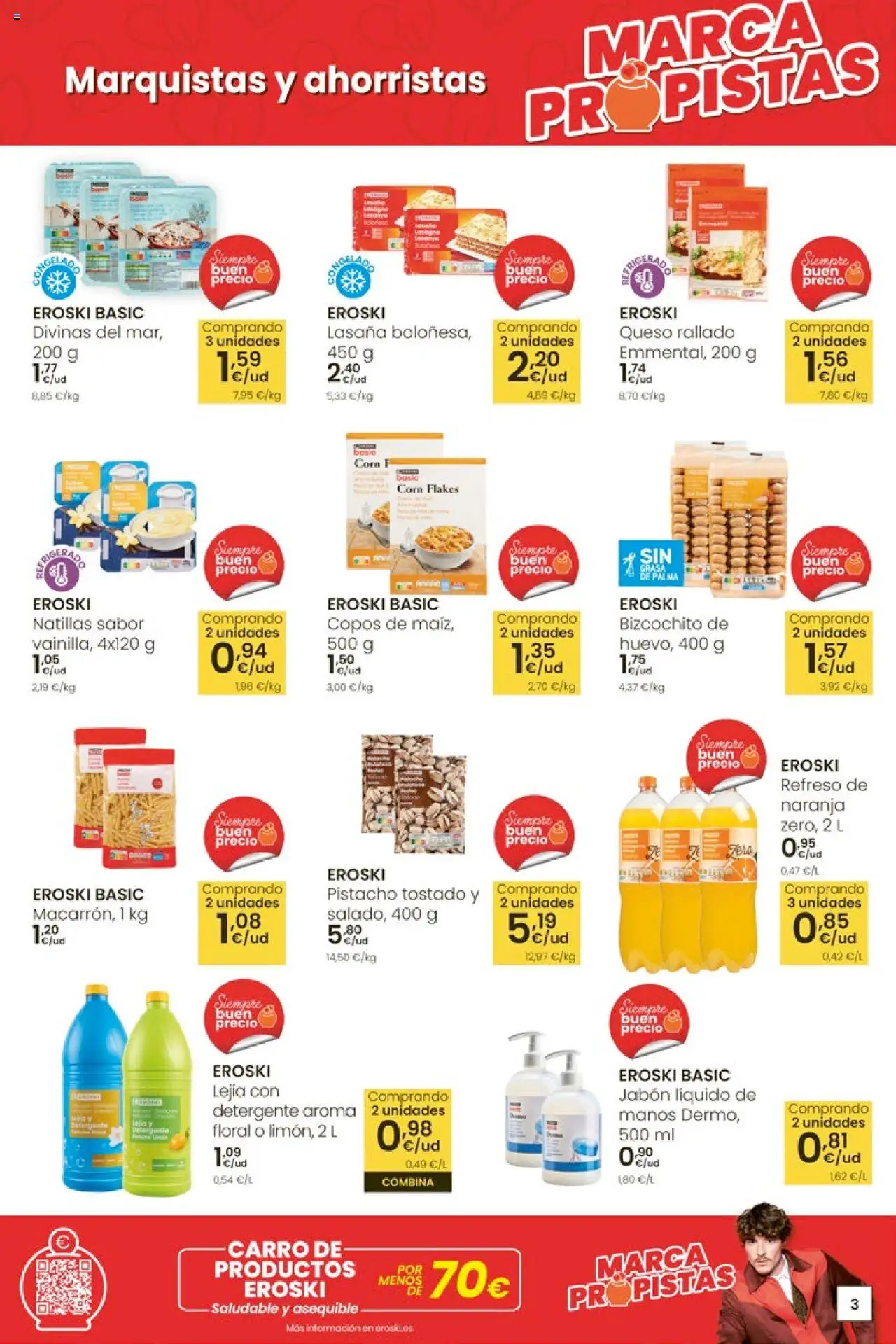 Eroski - Ofertón │ válido desde el 16.10.2025 | Página: 3 | Productos: Detergente, Queso, Queso rallado, Lasaña