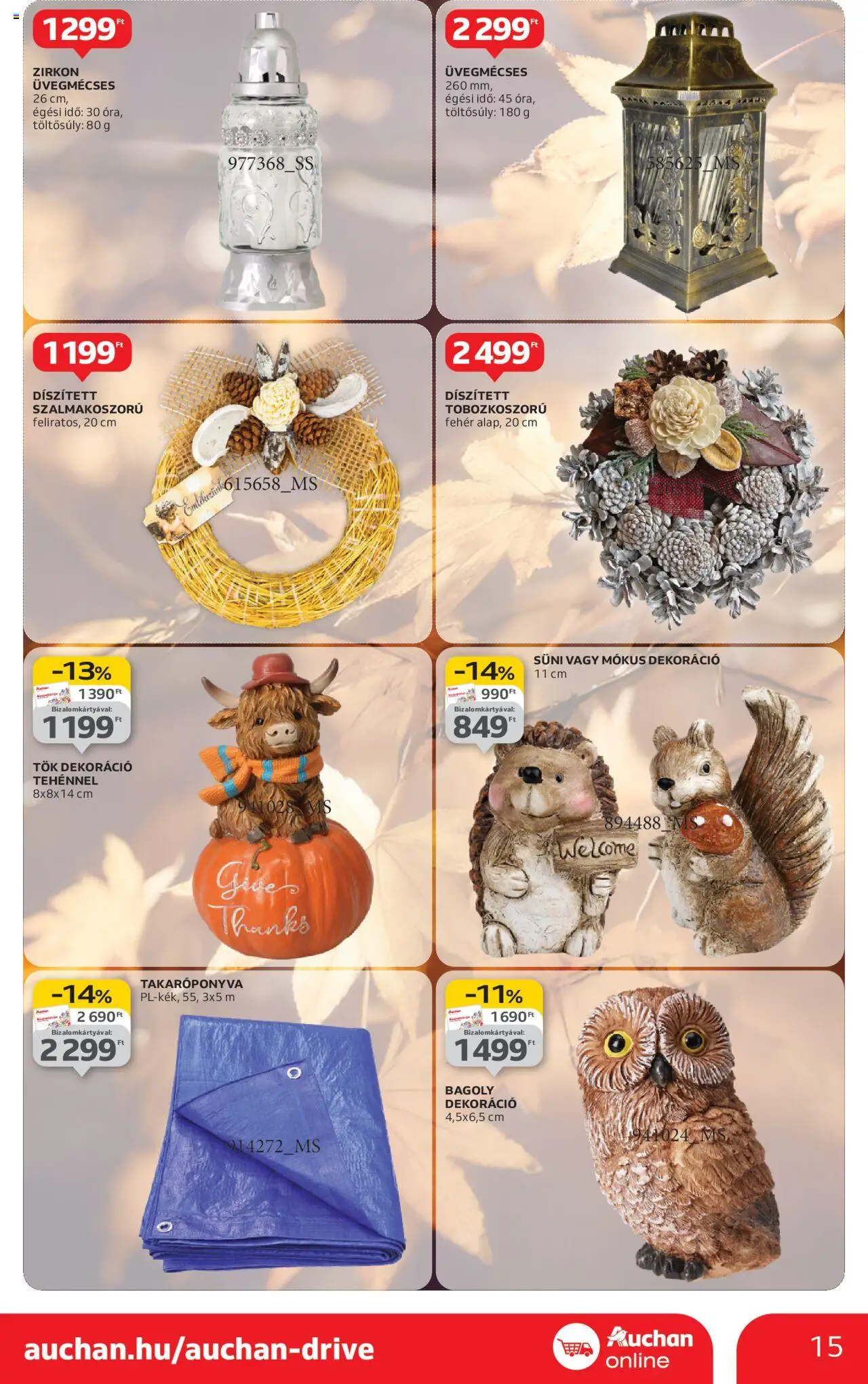 Auchan akciós ujság - amely érvényes a következő dátumtól: 09.10.2025 | Oldal: 15 | Termékek: Takaróponyva, Tök, Dekoráció