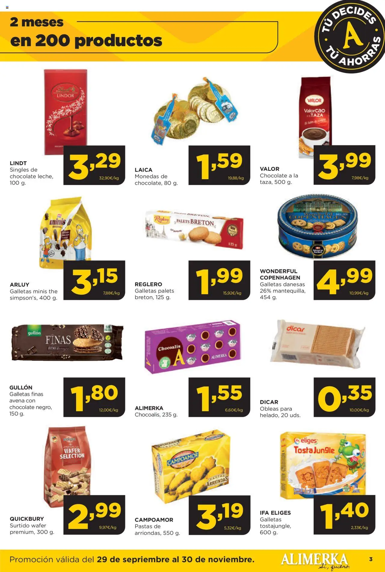 Alimerka folleto │ válido desde el 29.09.2025 | Página: 3 | Productos: Chocolate, Κεραία, Galletas