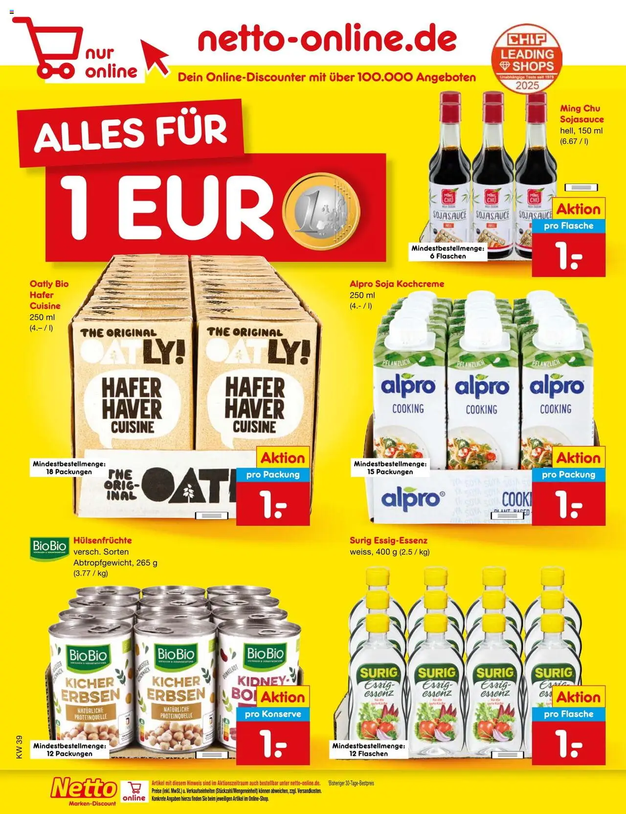 Netto Marken-Discount Prospekt 	 – gültig ab 22.09.2025 | Seite: 56 | Produkte: Essig, Alpro, Oatly, Erbsen
