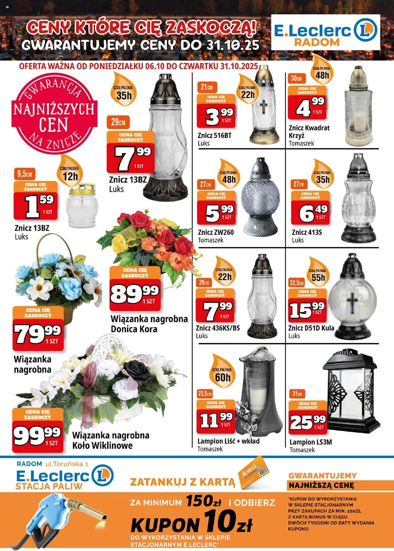 E.Leclerc Gazetka - Radom znicze od 06.10.2025 | Strona: 1 | Produkty: Karta, Znicze
