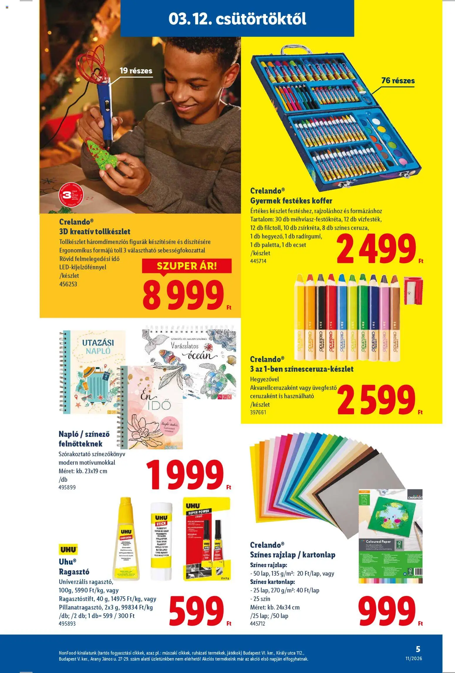 Lidl akciós ujság - amely érvényes a következő dátumtól: 12.03.2026 | Oldal: 5 | Termékek: Ragasztó, Játékok, Ecset