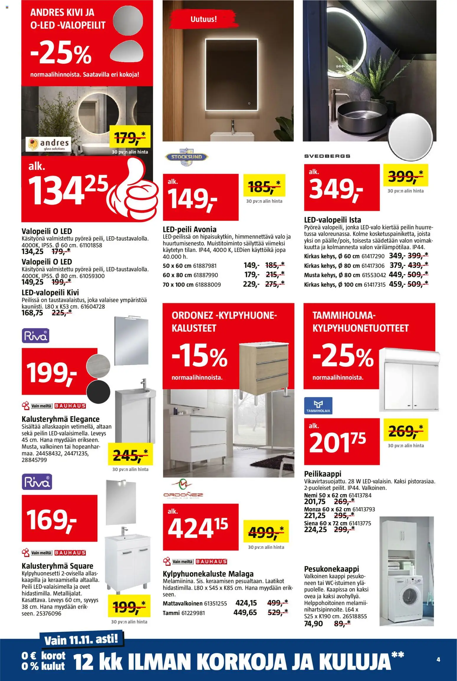 Bauhaus tarjoukset – voimassa 29.10.2025 alkaen | Sivu: 4 | Tuotteet: Kaappi, Peili