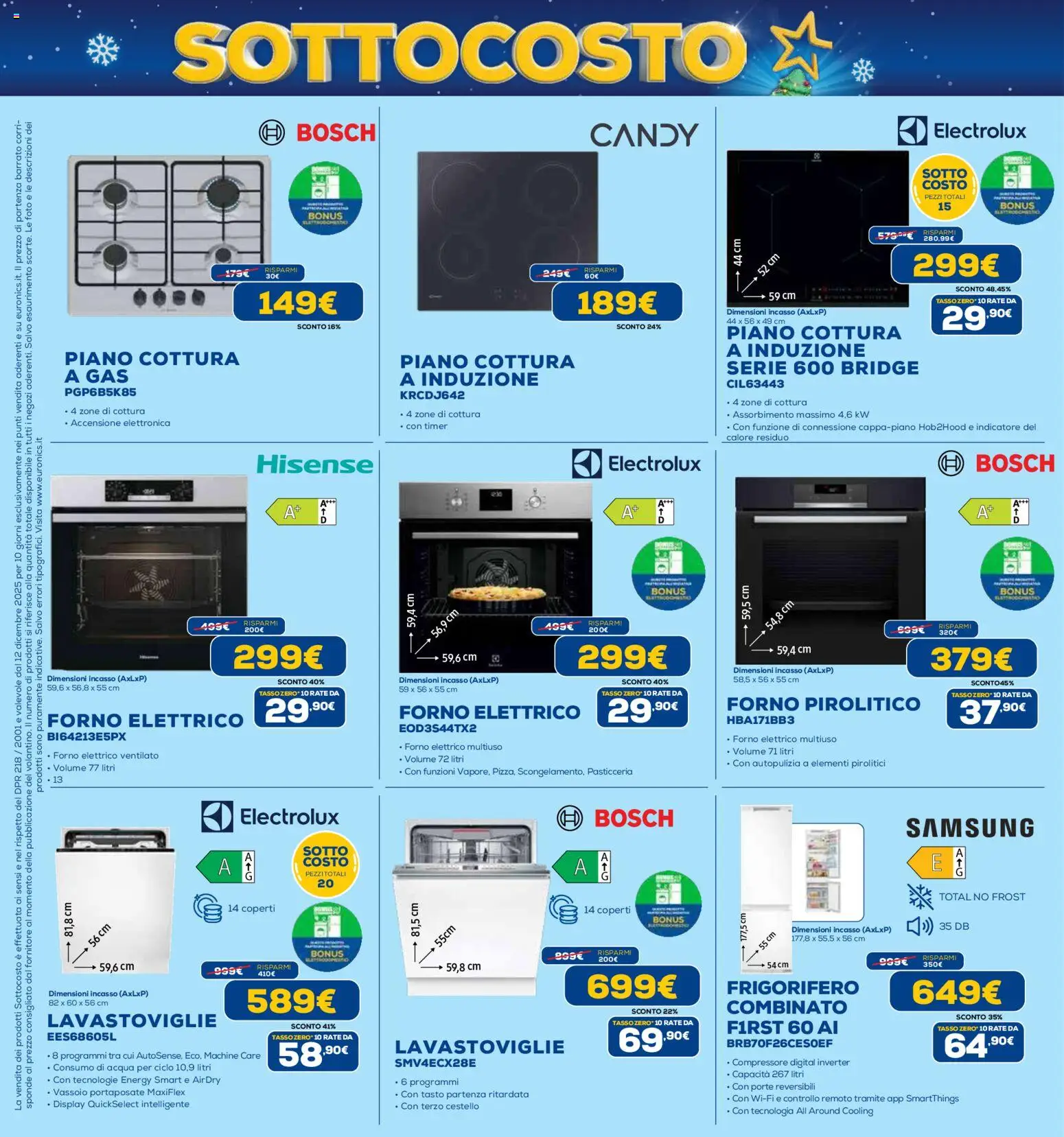 Volantino Euronics del 12.12.2025 | Pagina: 31 | Prodotti: Acqua, Lavastoviglie, Frigorifero, Forno elettrico