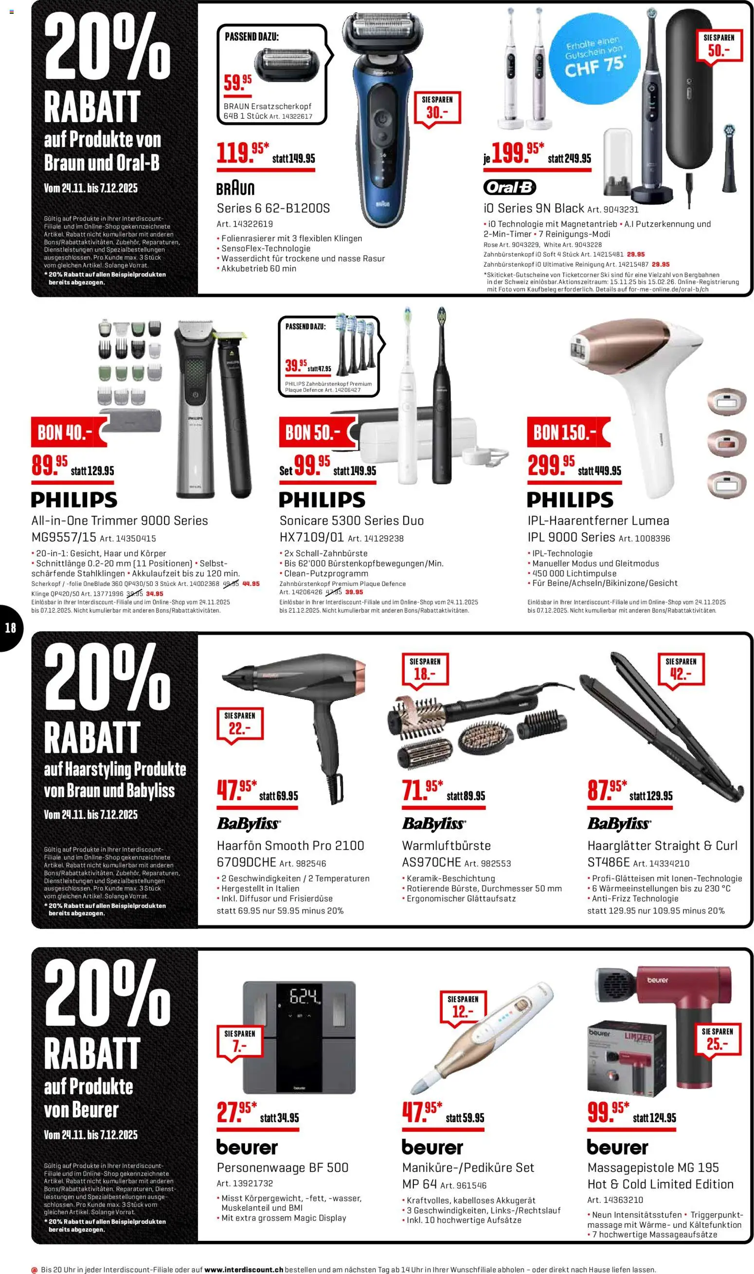 Interdiscount - Black Friday – gültig ab 24.11.2025 | Seite: 18 | Produkte: Haarglätter, Massagepistole, Ski, Philips