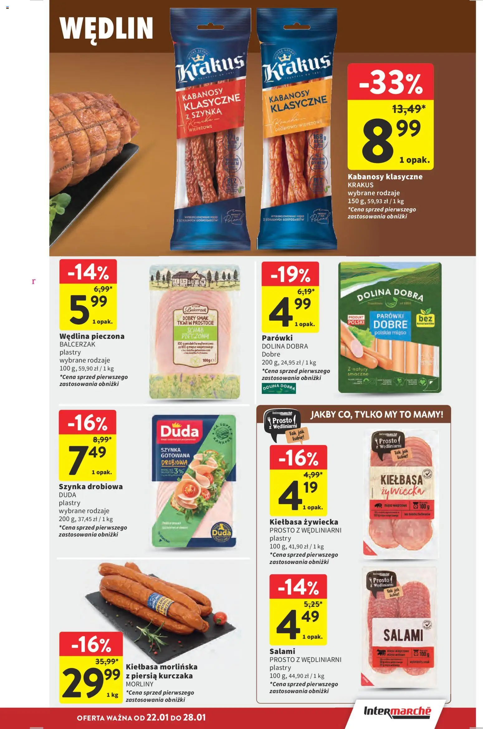 Intermarche Gazetka od 22.01.2026 | Strona: 19 | Produkty: Szynka drobiowa, Mięso, Parówki, Szynka