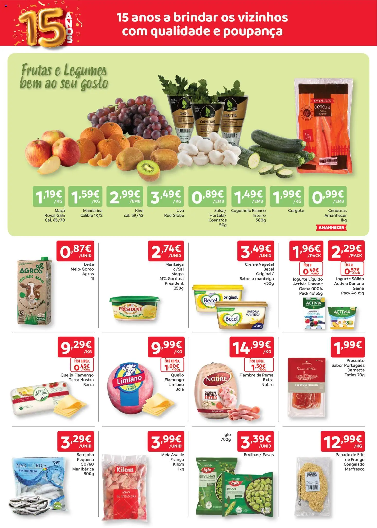 Amanhecer folheto │ válido de 16.04.2026 | Página: 2 | Produtos: Leite, Manteiga, Presunto, Cenoura