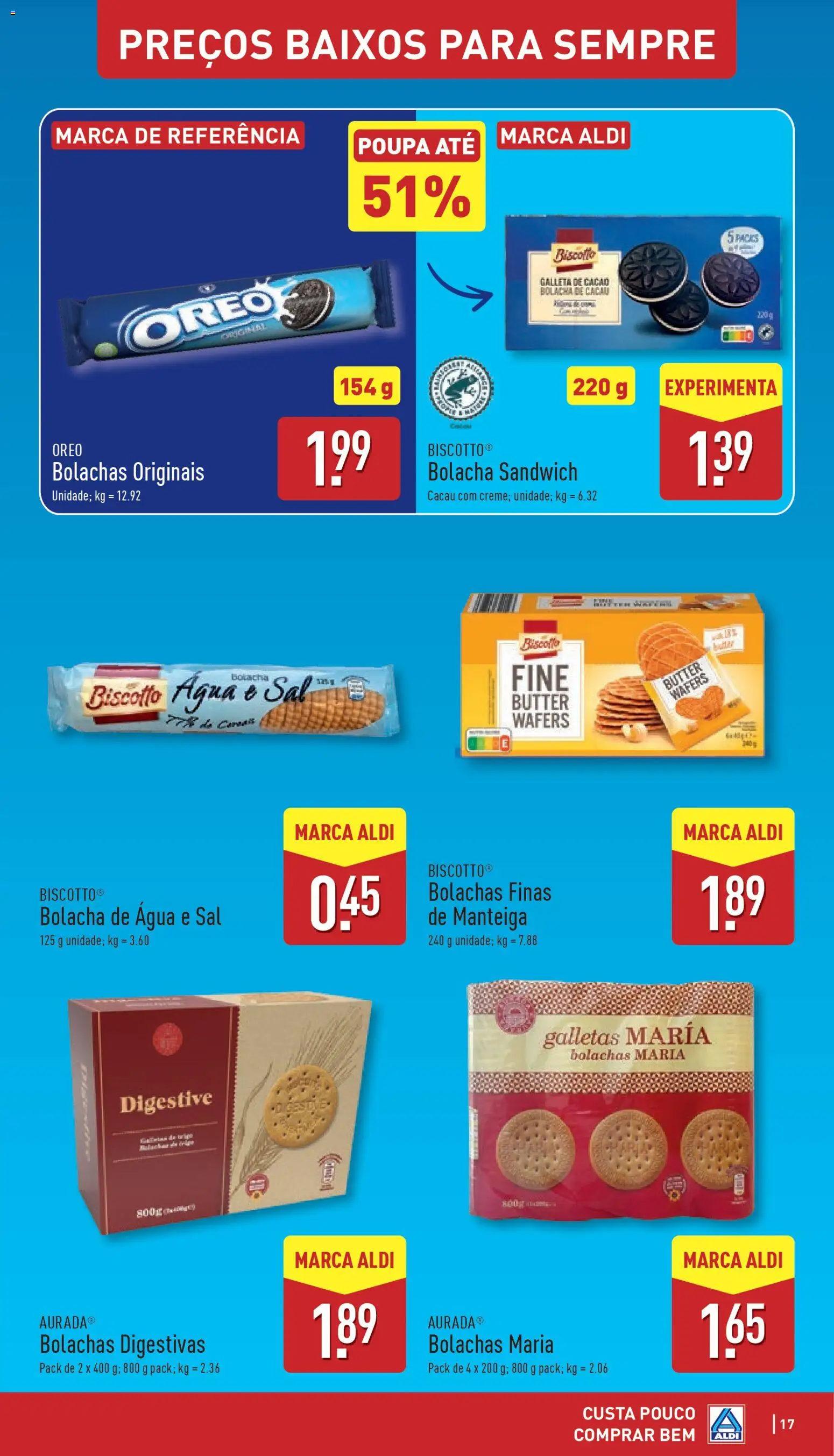 Aldi folheto │ válido de 05.01.2026 | Página: 17 | Produtos: Agua, Bolachas, Sal, Manteiga