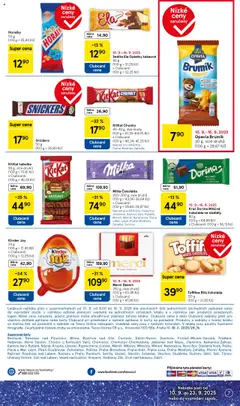 Sedita Ela Oplatky kakaové, 40 g (100 g = 37,25 Kč) s Clubcard: (100 g = 32,25 Kč) od 10.09.2025 | Strana: 7 | Produkty: Milka, Toffifee, Kinder Joy, Oplatky