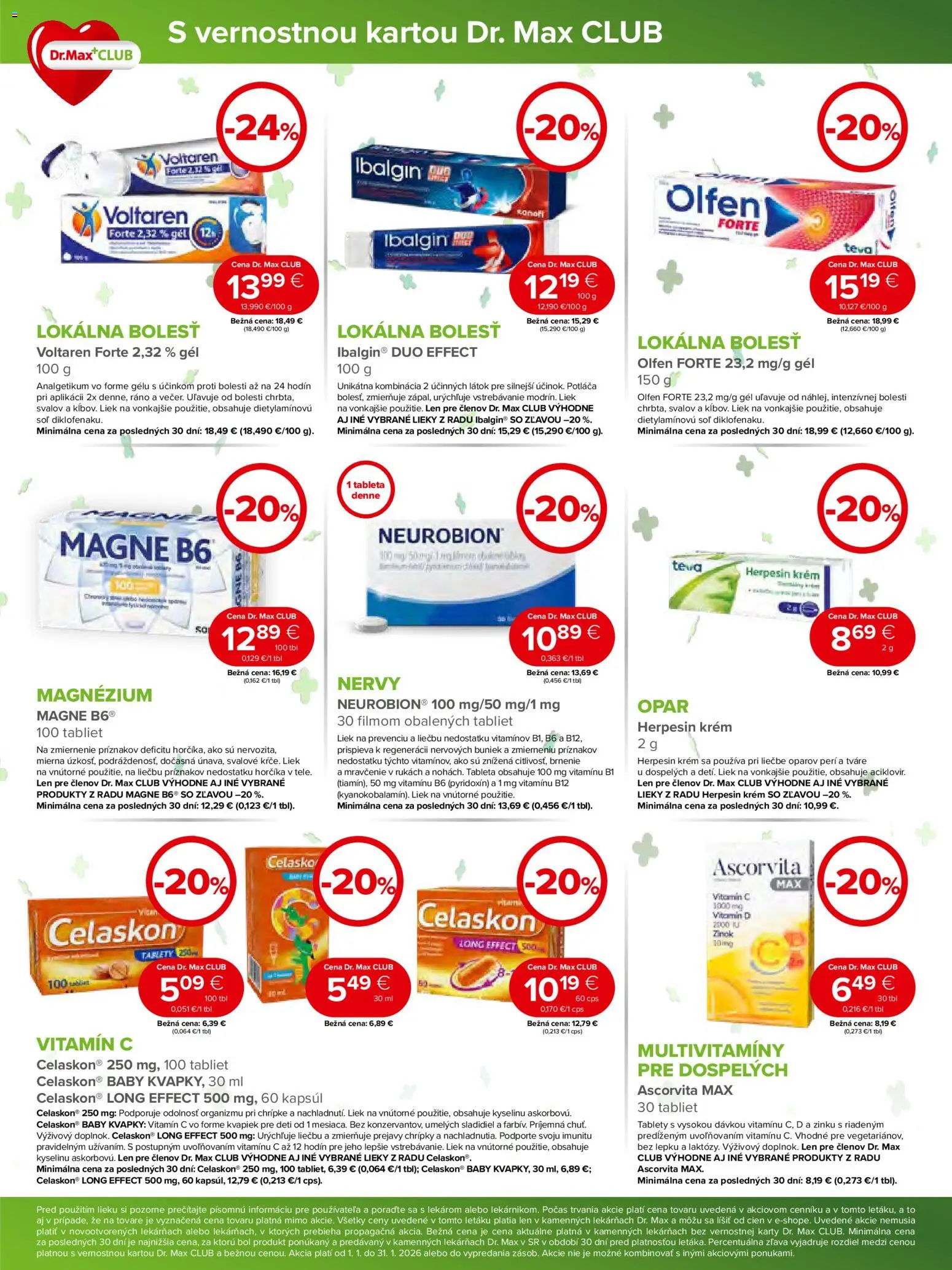 Nové Dr. Max akcie – leták je platný od 01.01.2026 | Strana: 5 | Produkty: Voltaren, Krém, Soľ, Celaskon
