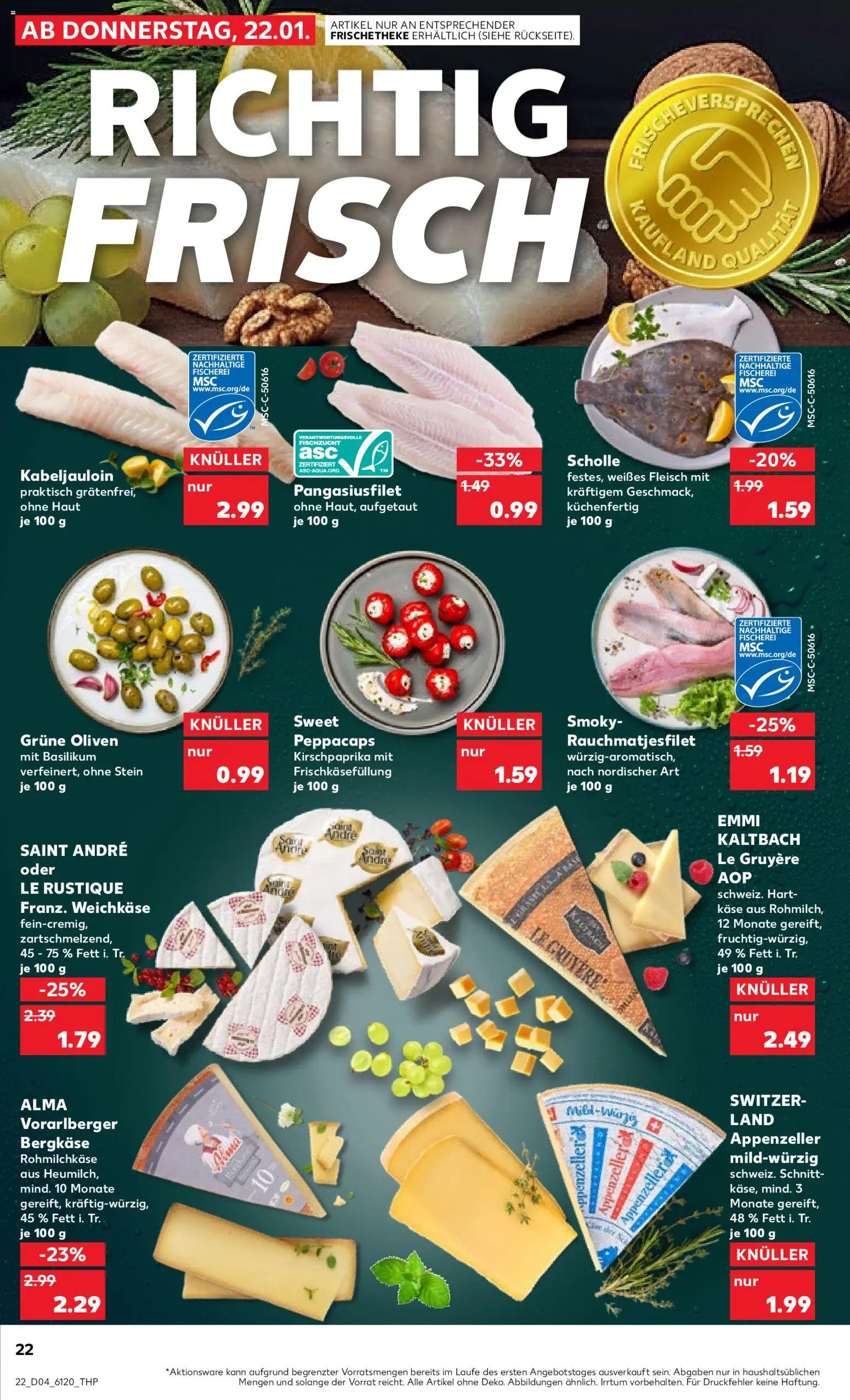 Kaufland prospekt Bremen	 – gültig ab 25.01.2026 | Seite: 22 | Produkte: Käse, Fleisch