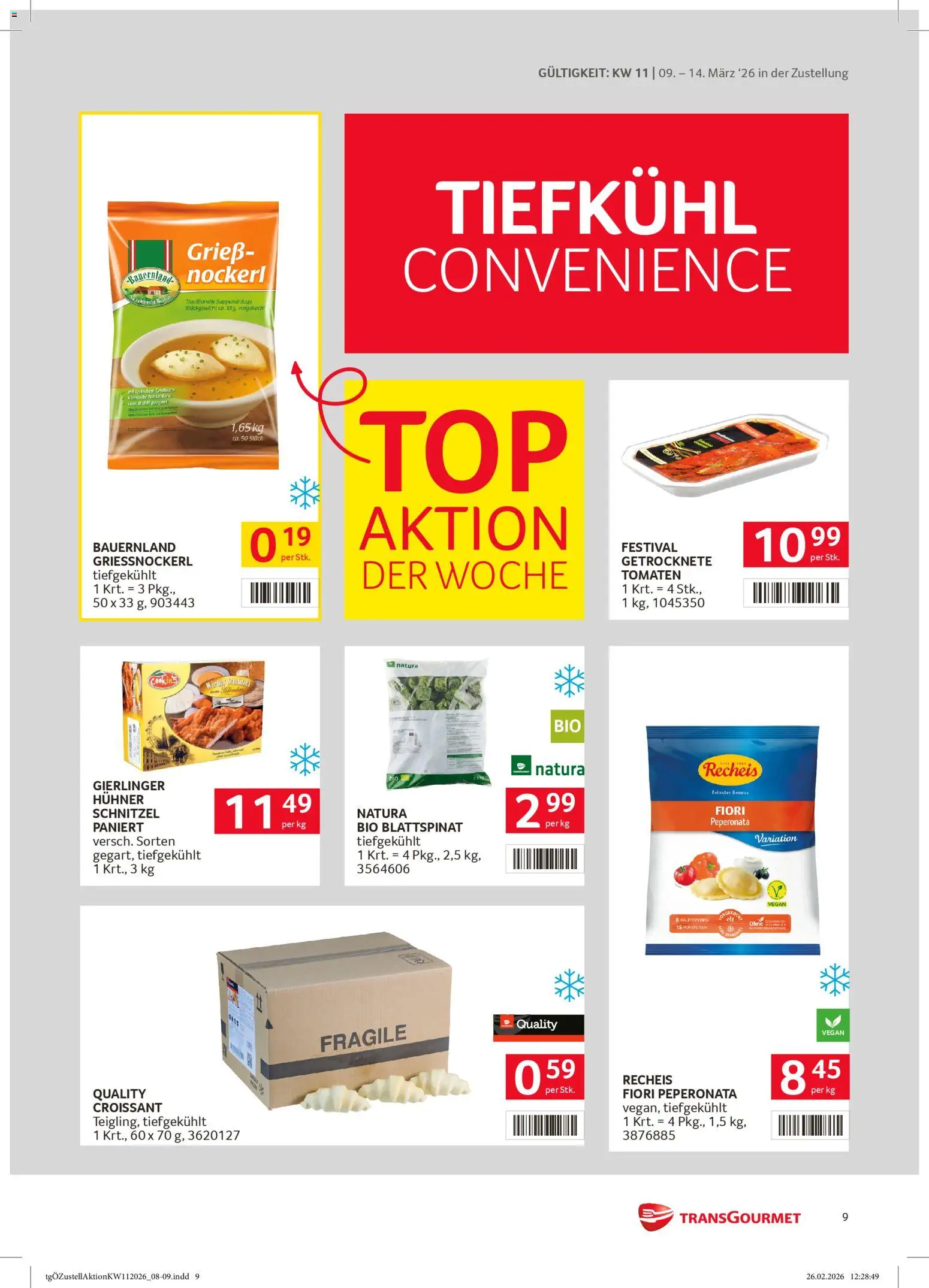 Transgourmet Zustellaktion gültig ab 09.03.2026 | Seite: 9 | Produkte: Matériel de rangement Fitness, Tomaten