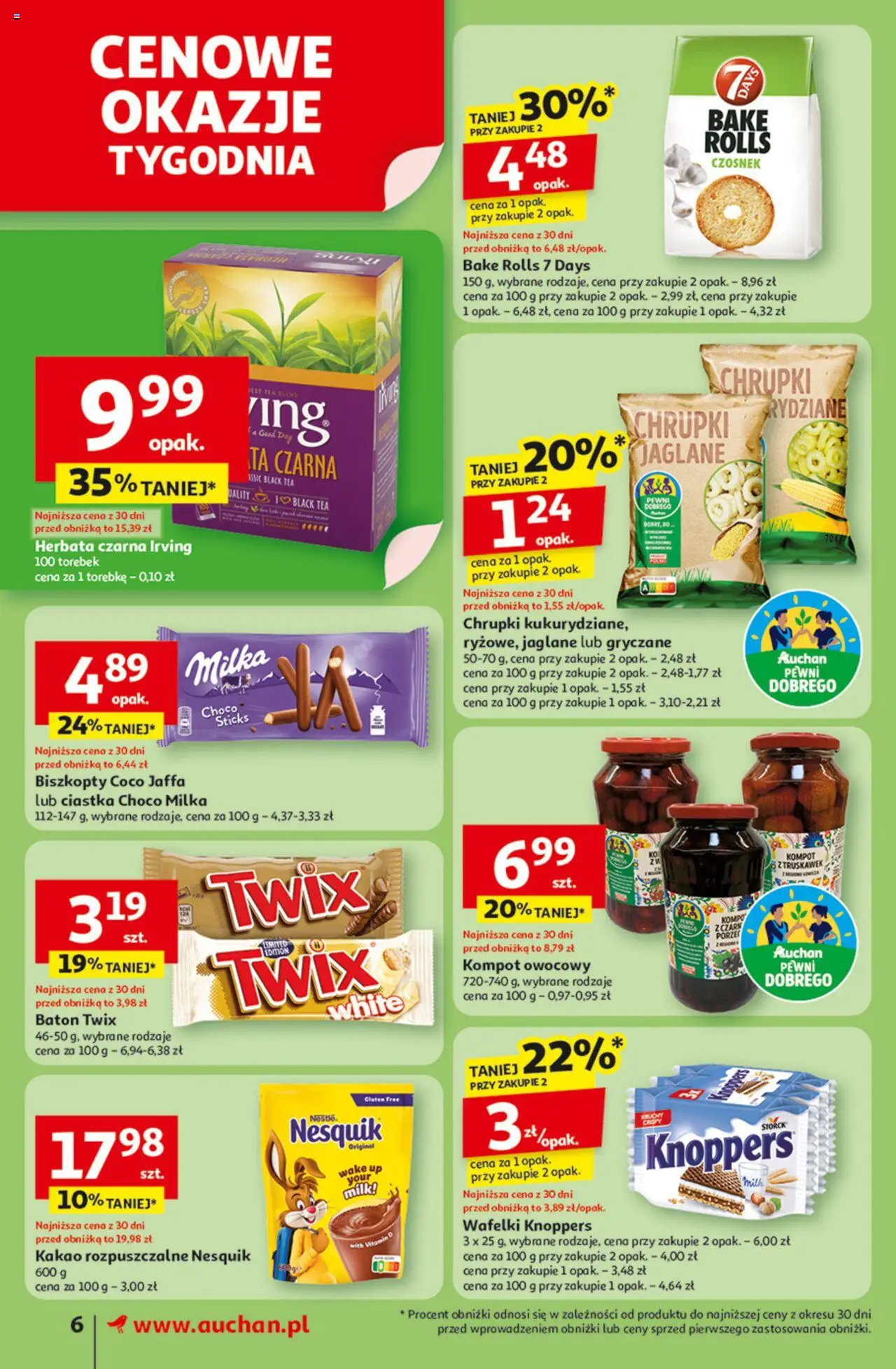 Auchan Gazetka od 21.08.2025 | Strona: 6 | Produkty: Knoppers, Milka, Baton, Ciastka