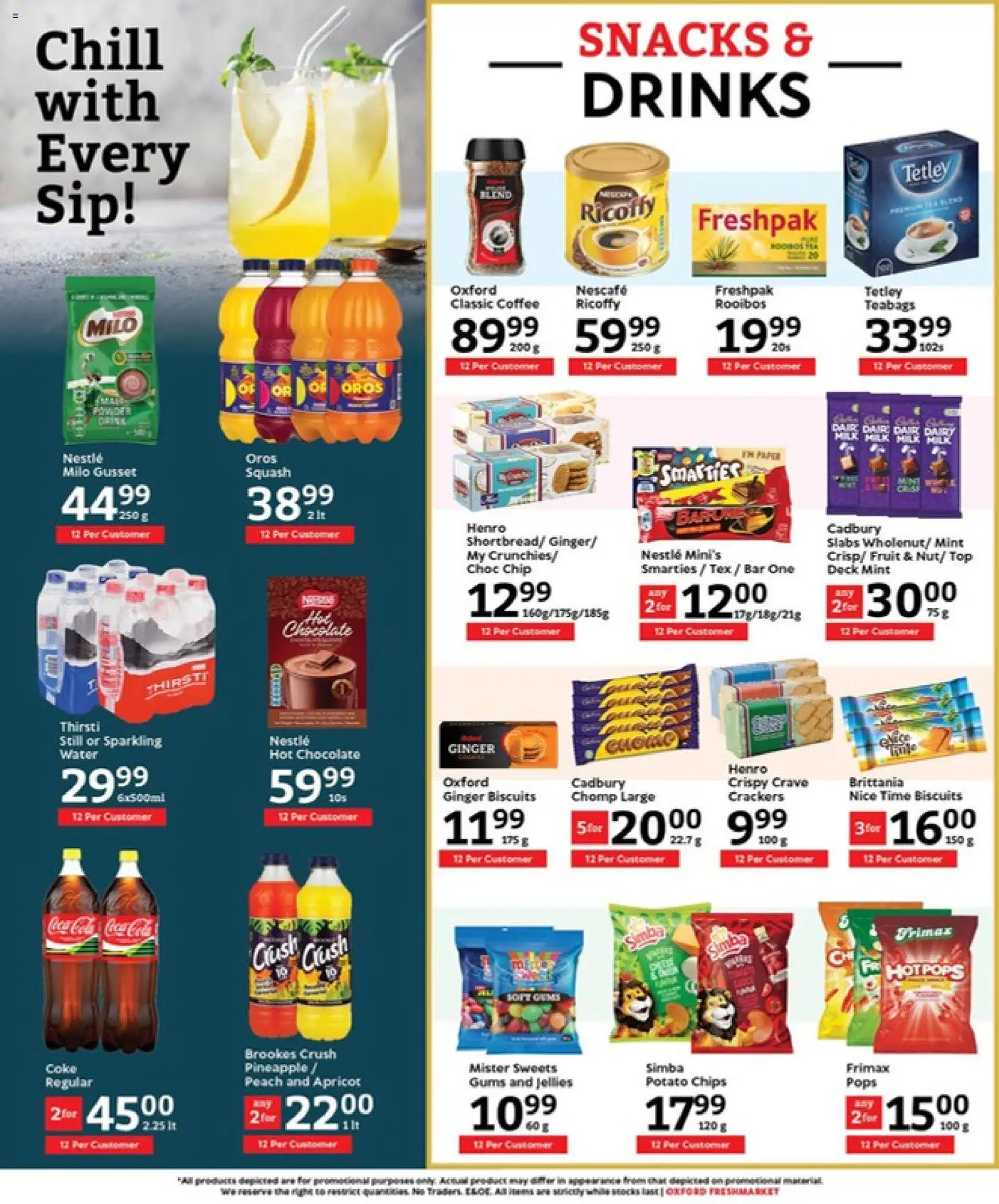New Oxford Freshmarket catalogue – valid from 08.04.2026 | Page: 10 | Products: Coffee, Chocolate, Snacks, Water