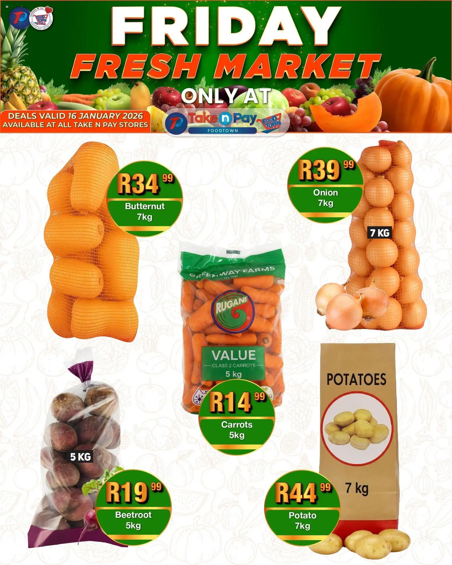 New Take n Pay catalogue – valid from 16.01.2026 | Page: 7 | Products: Carrots, Potatoes