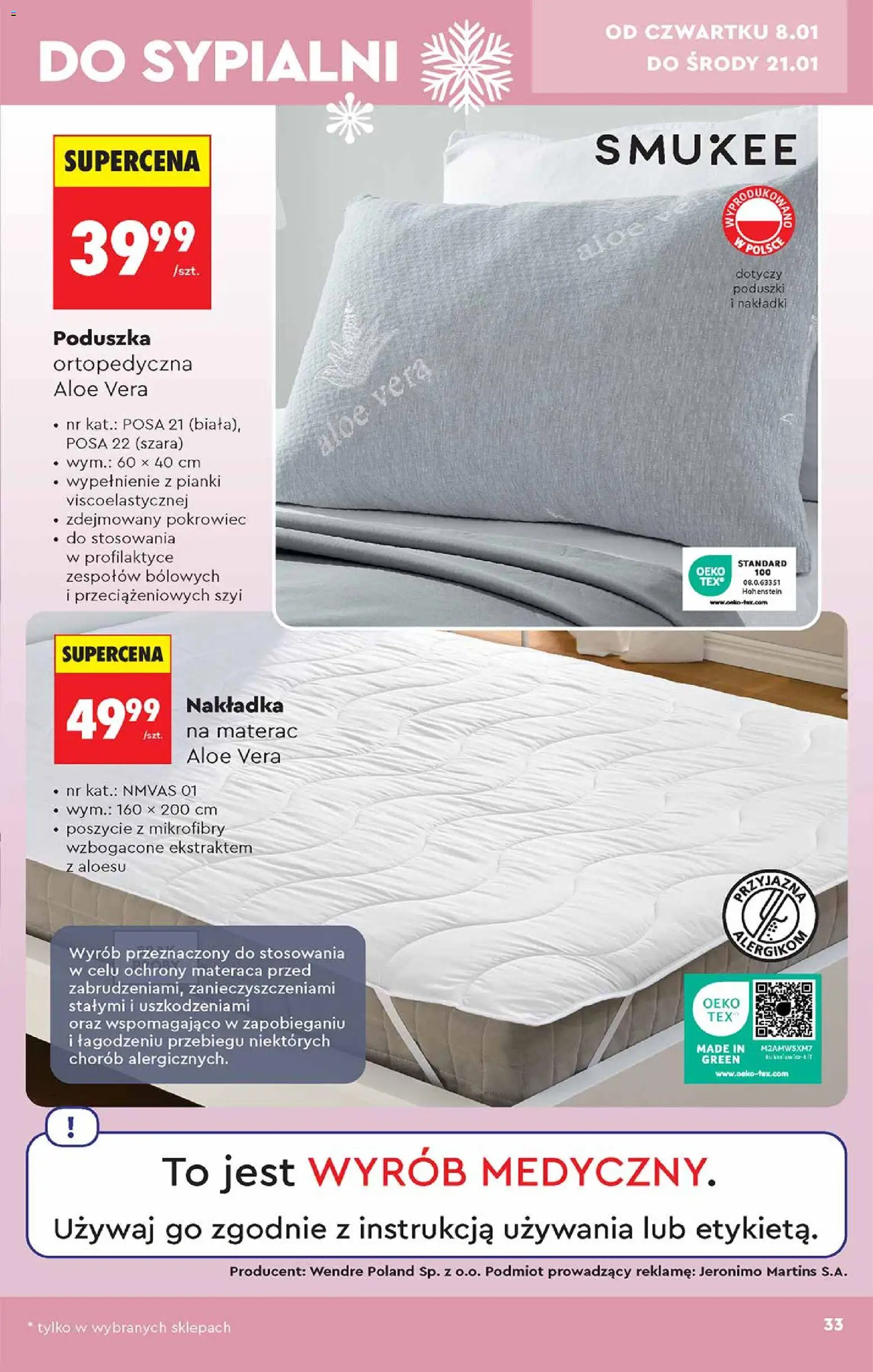 Biedronka gazetka - Hity i inspiracje od 05.01.2026 | Strona: 33 | Produkty: Materac, Poduszka, Poduszka ortopedyczna, Pianki