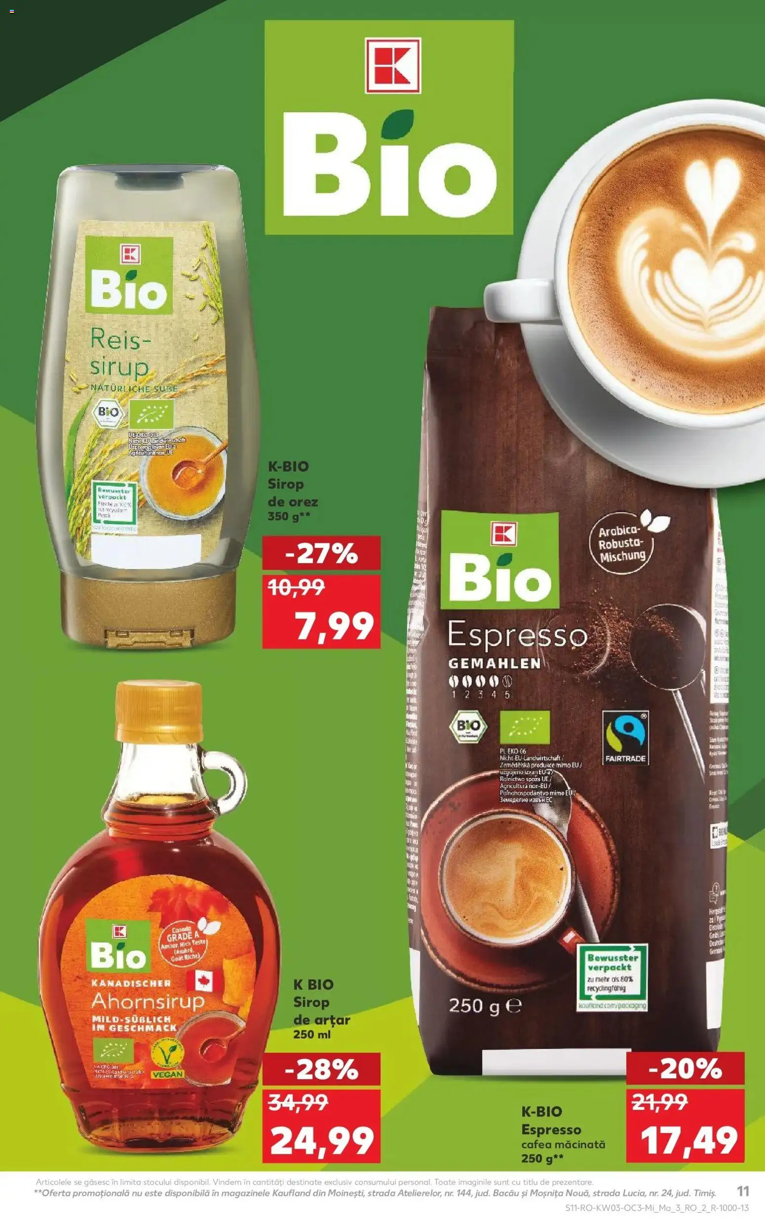 Noul catalog Kaufland – valabil de la 14.01.2026 | Pagină: 11 | Produse: Cafea, Sirop de arțar, Orez, Sirop