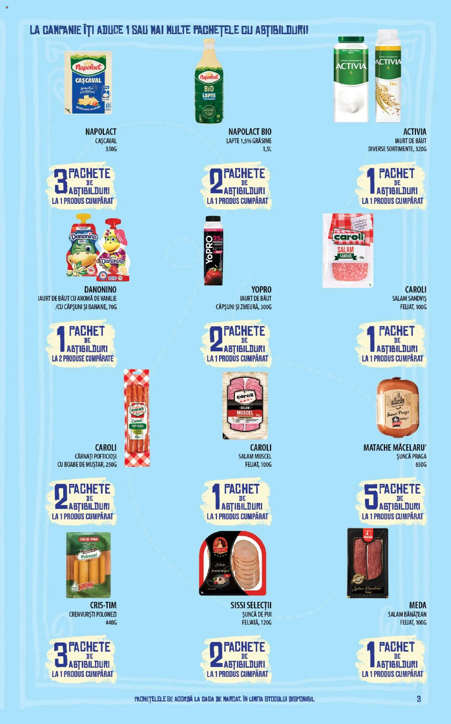 Noul catalog Mega Image – valabil de la 26.03.2026 | Pagină: 3 | Produse: Hacıyatmaz Kedi Oyuncağı, Iaurt, Salam, Șuncă