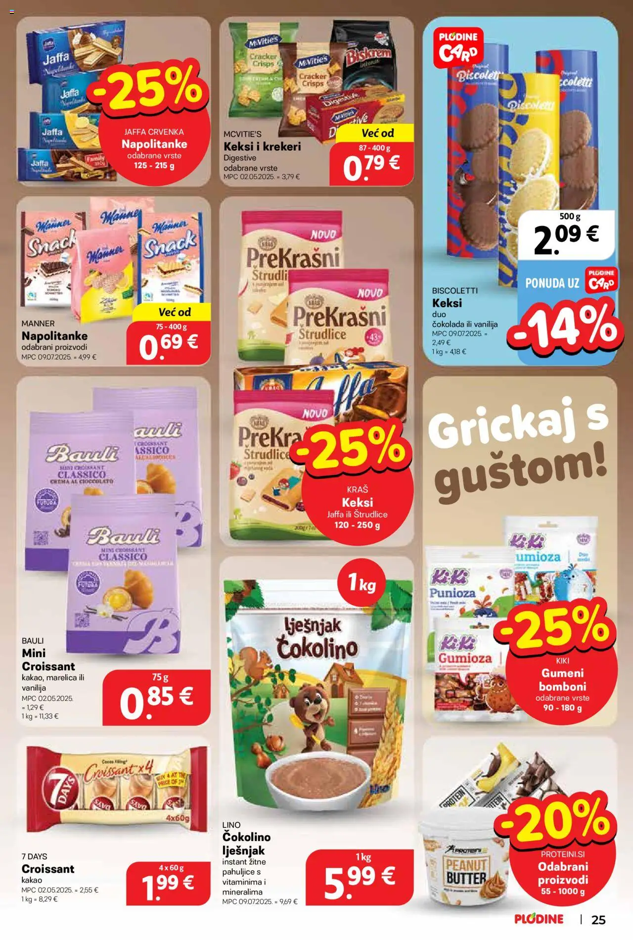 Plodine katalog | vrijedi od 06.08.2025 | Stranica: 25 | Proizvodi: Keksi, Lješnjak, Kakao, Čokolino