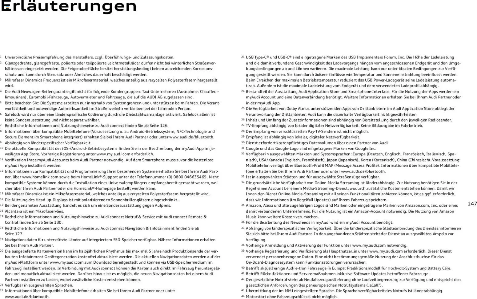 Audi Q8 – gültig ab 06.11.2025 | Seite: 147 | Produkte: USB, Navigation, Smartphone
