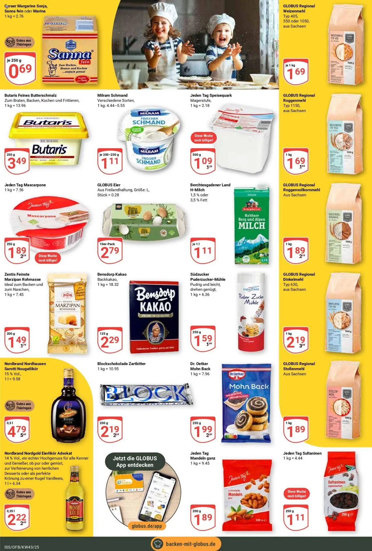 Globus Prospekt 	 – gültig ab 20.10.2025 | Seite: 6 | Produkte: Margarine, Mehl, Milch, Eier