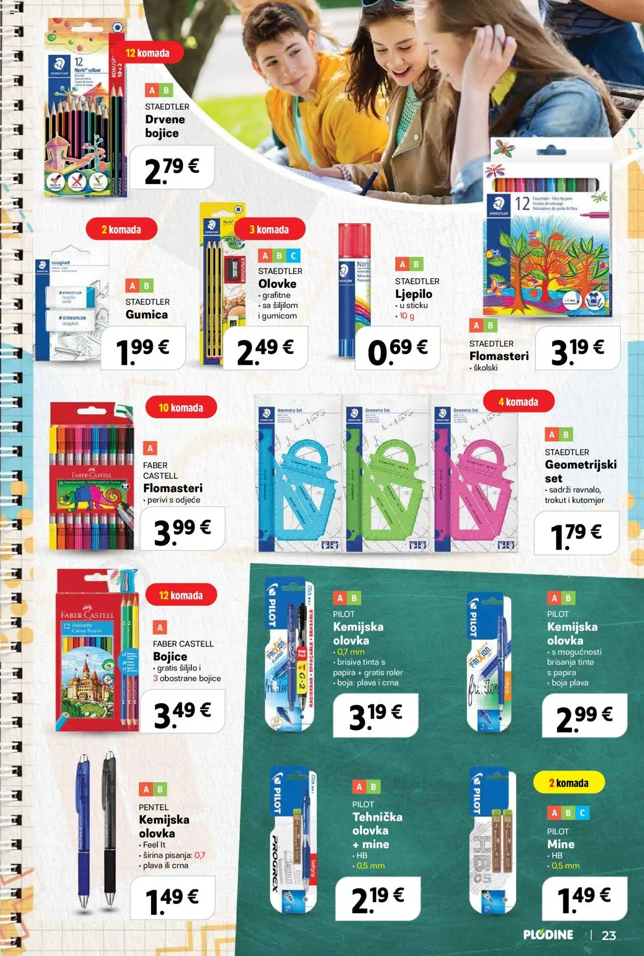 Plodine katalog | vrijedi od 13.08.2025 | Stranica: 25 | Proizvodi: Šiljilo, Ljepilo, Drvene bojice, Flomasteri