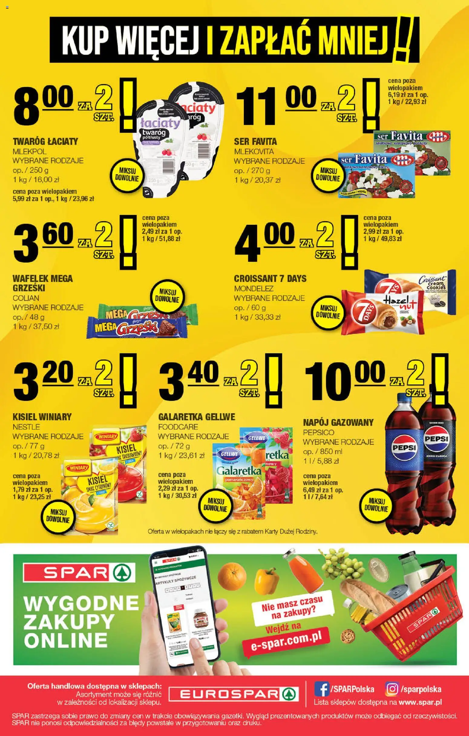 Spar gazetka - Eurospar od 08.04.2026 | Strona: 16 | Produkty: Twaróg półtłusty, Galaretka, Pepsi, Twaróg