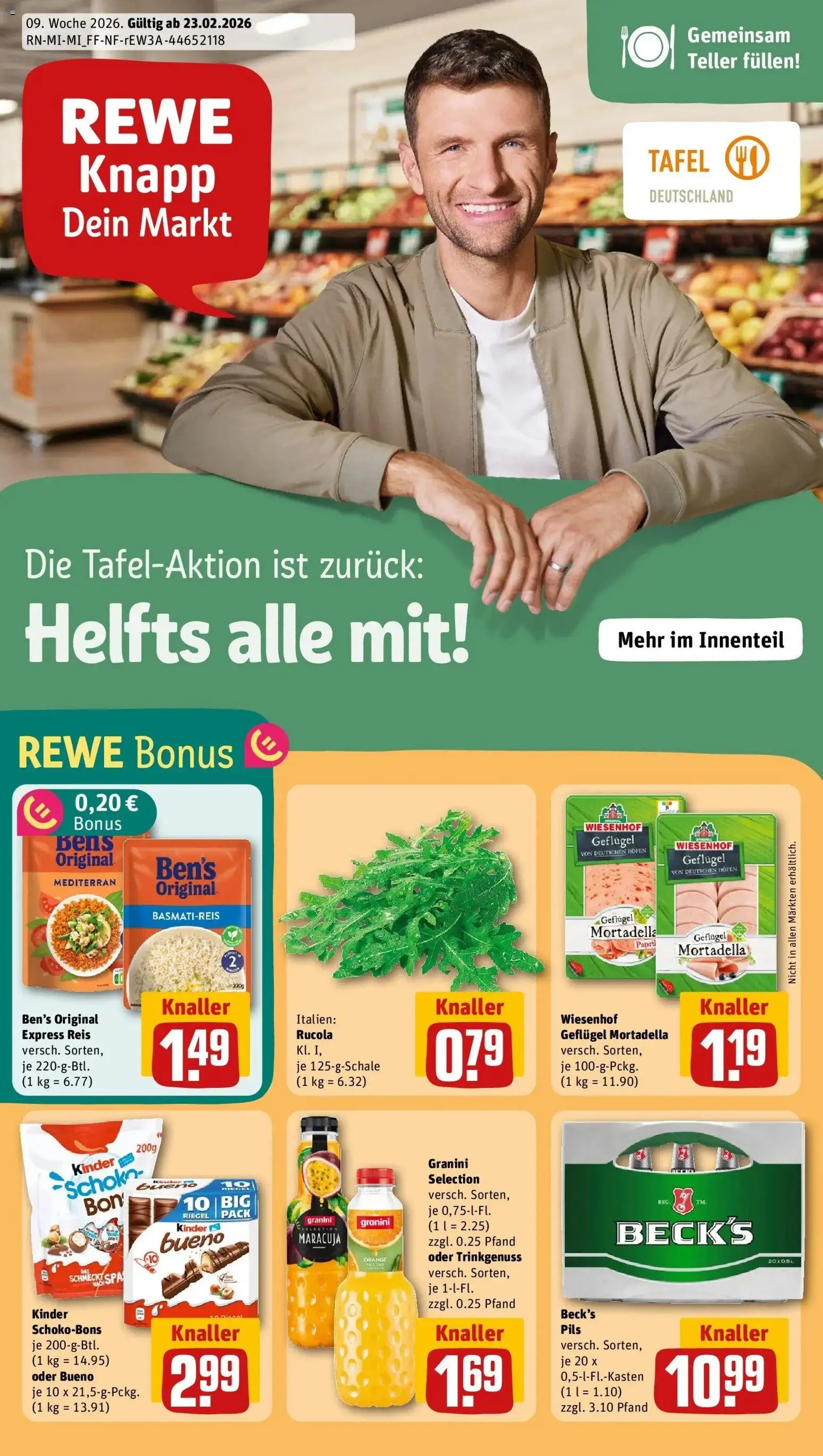 Rewe prospekt Schwalmstadt / Treysa	 – gültig ab 22.02.2026 | Seite: 1 | Produkte: Basmatireis, Pils, Granini, Reis
