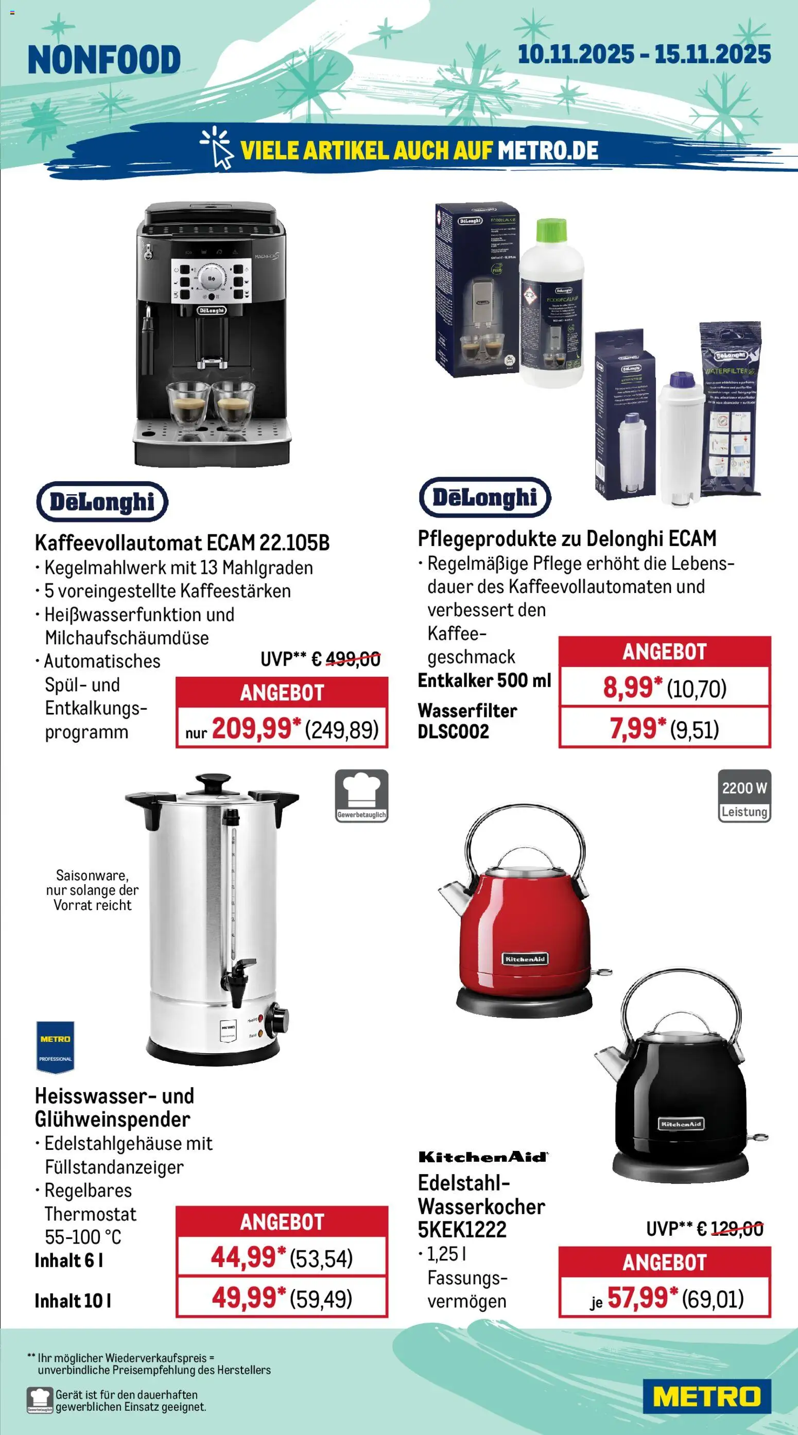 Metro - Black Friday – gültig ab 10.11.2025 | Seite: 23 | Produkte: Wasserkocher, Kaffee, Kaffeevollautomat