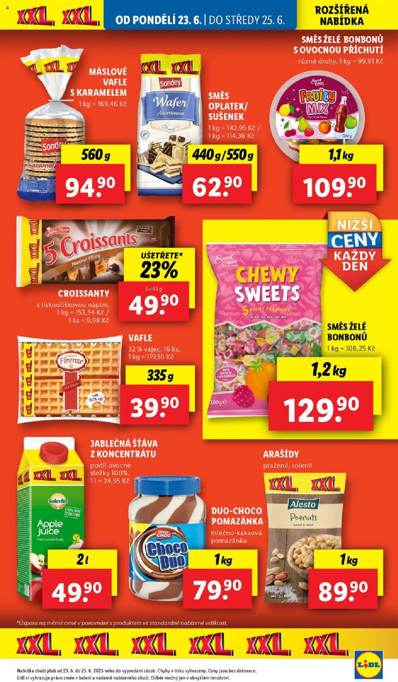 Lidl leták od 23.06.2025 | Strana: 25 | Produkty: Vafle, Mister Choc, Apple, Arašídy