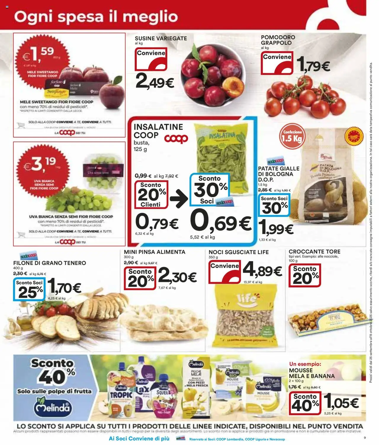 Volantino Ipercoop del 25.09.2025 | Pagina: 9 | Prodotti: Mele, Patate, Data, Susine