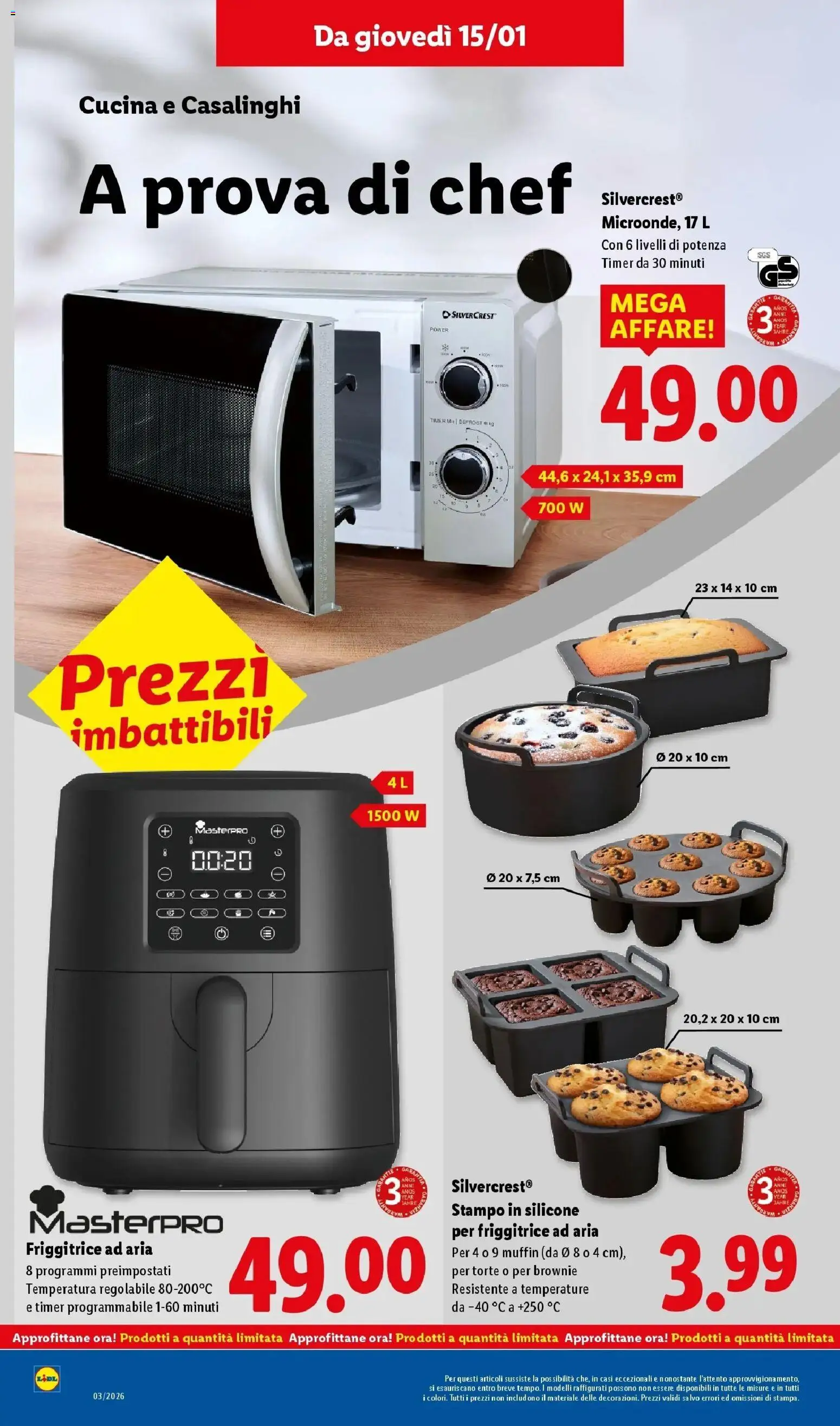 Volantino Lidl del 12.01.2026 | Pagina: 44 | Prodotti: Friggitrice ad aria, Muffin, Silicone, Friggitrice