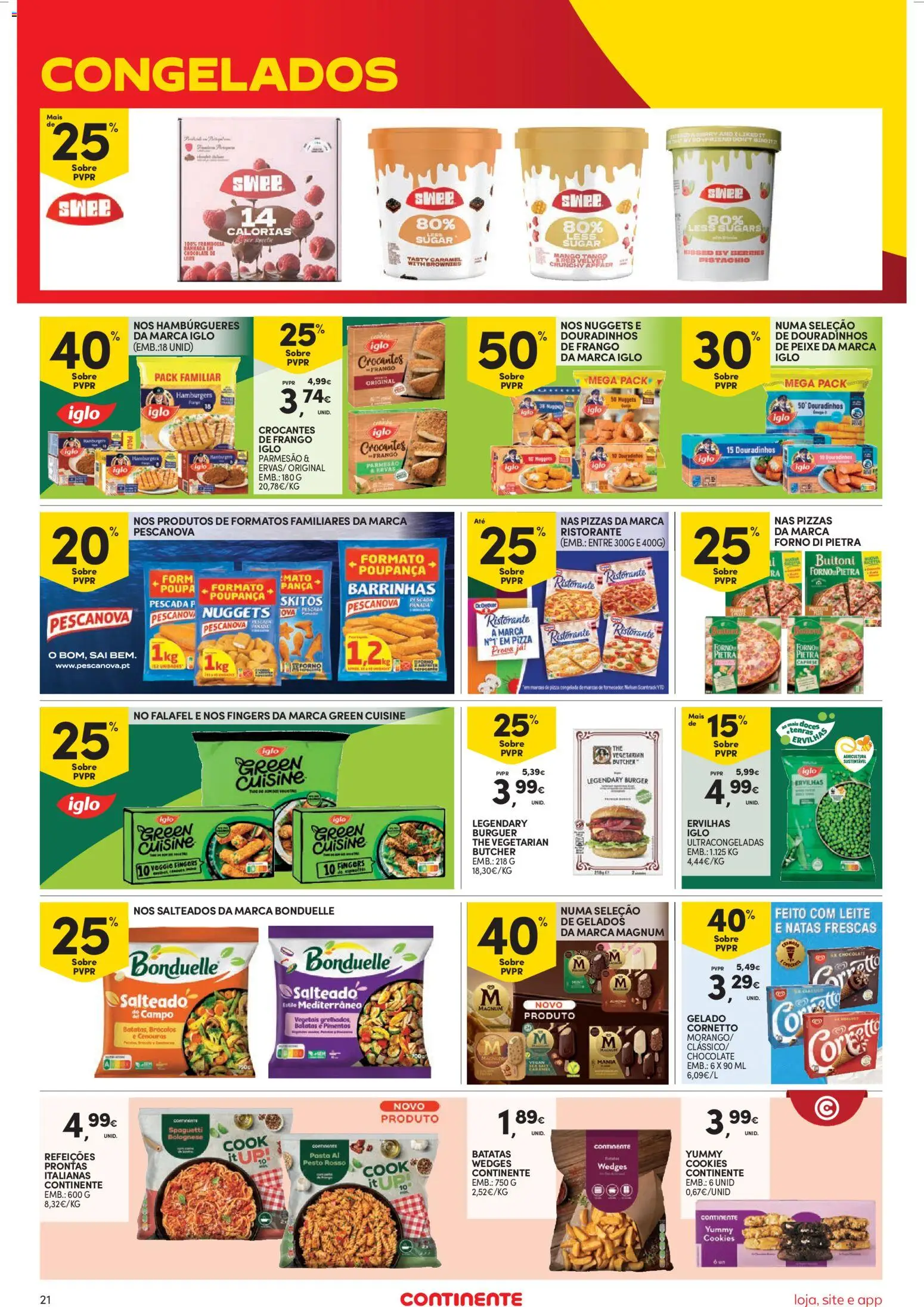 Continente Semanal Continente Bom Dia │ válido de 11.11.2025 | Página: 21 | Produtos: Frango, Gelado, Leite, Doces