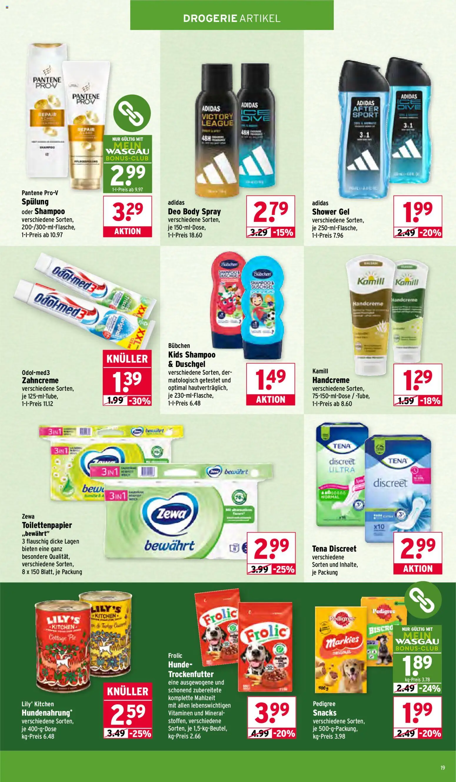 Wasgau Prospekt 	 – gültig ab 05.01.2026 | Seite: 19 | Produkte: Shampoo, Shower Gel, Pedigree, Toilettenpapier