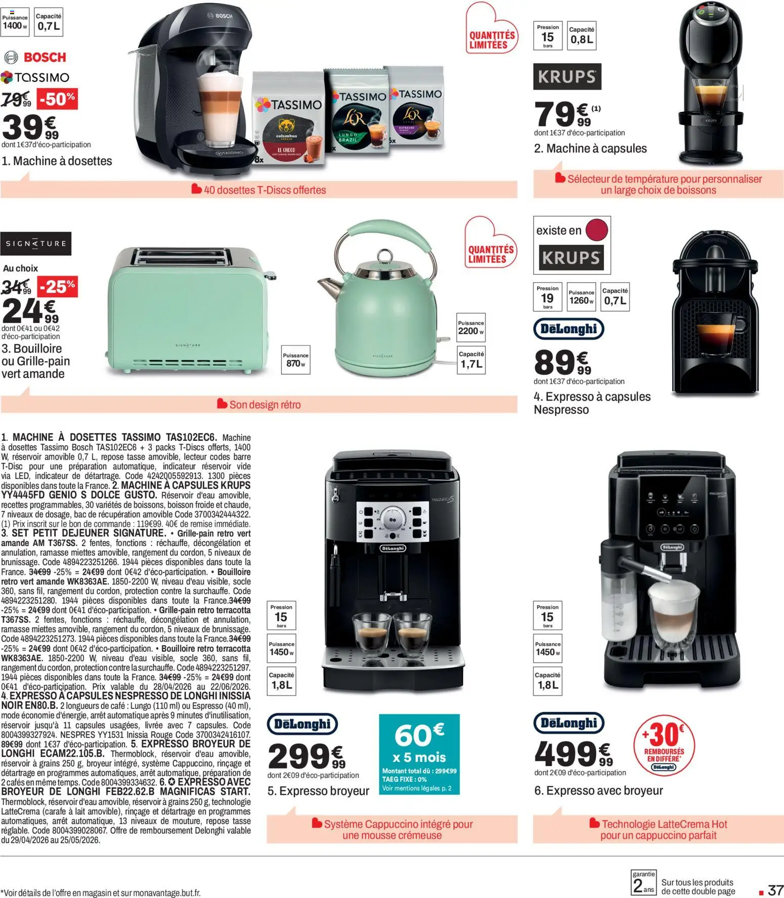 {H1} | Page: 37 | Produits: Tassimo, Broyeur, Mousse, Capsules nespresso