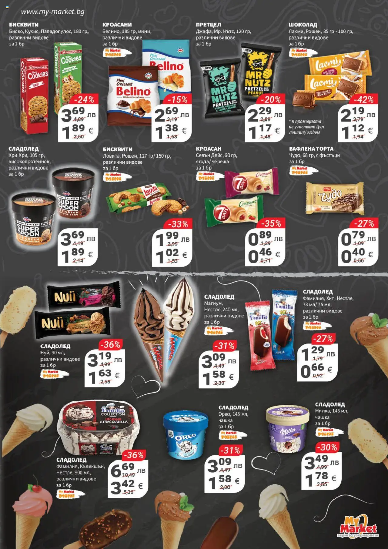  | Страница: 15 | Продукти: Сладолед, Претцел, Торта, Бисквити