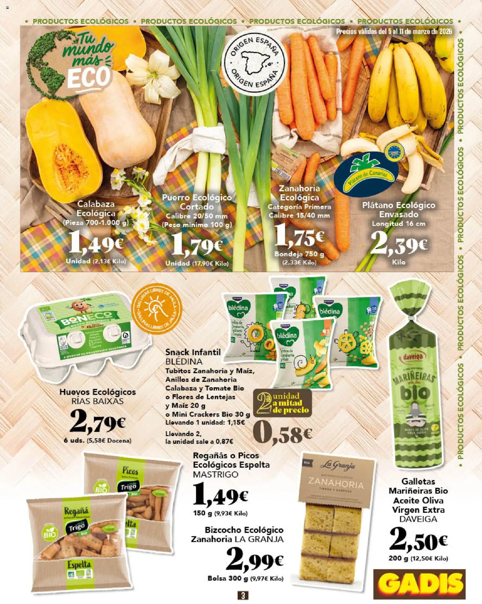 Gadis folleto │ válido desde el 05.03.2026 | Página: 3 | Productos: Anillos, Πράσινο τσάι, Galletas, Bizcocho