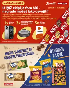 Konzum - Letak - Pregled kataloga iz trgovine Konzum, vrijedi od 29.10.2025 | Stranica: 47 | Proizvodi: Usisavač, Čokolada, Krekeri, Sjemenke